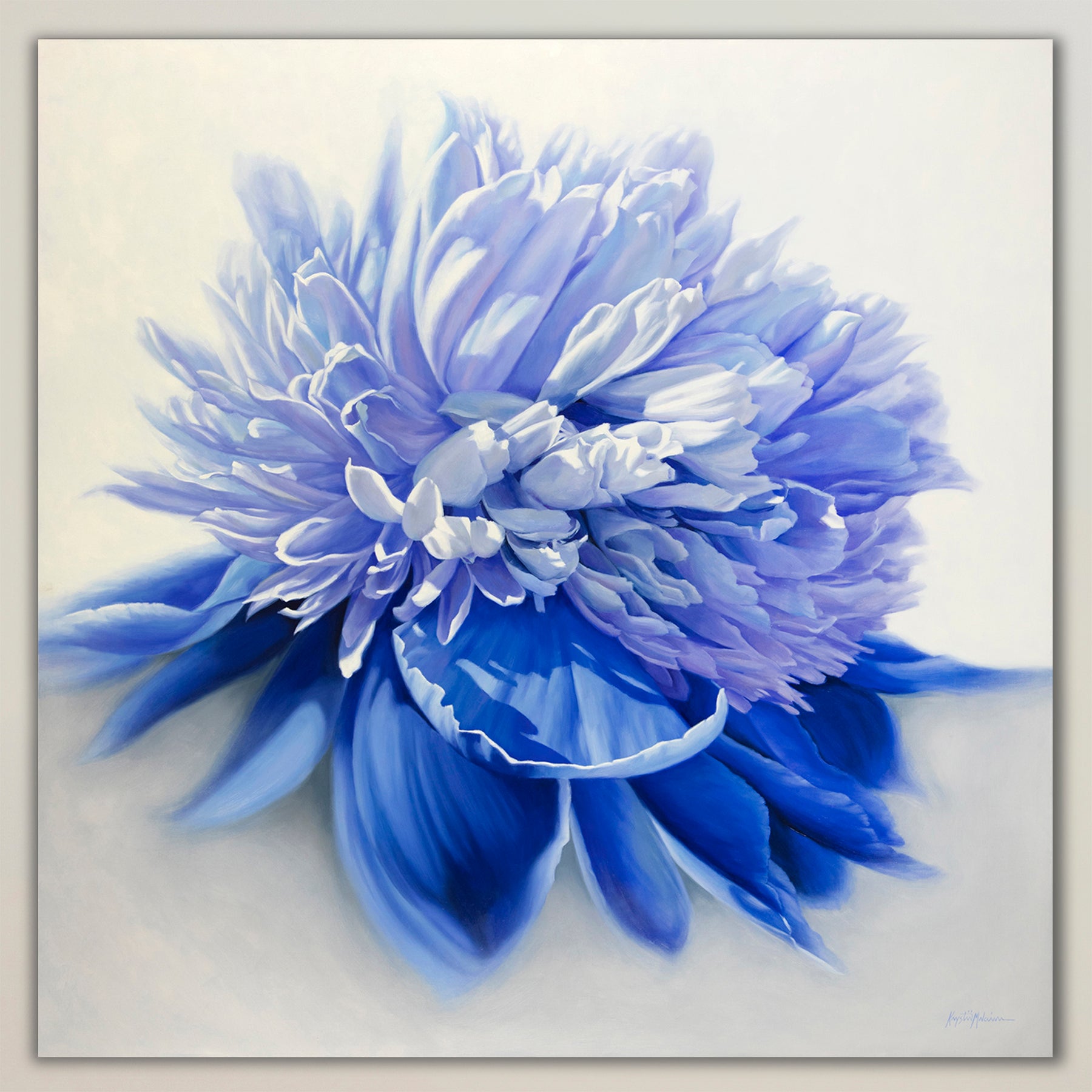 Peony in Blue ~ Square Canvas Edition Print
