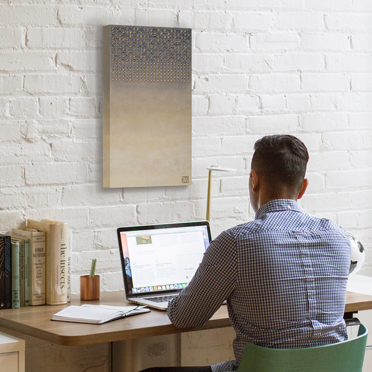 Binary ~ 24"x12" ~ Original painting with raised gold details