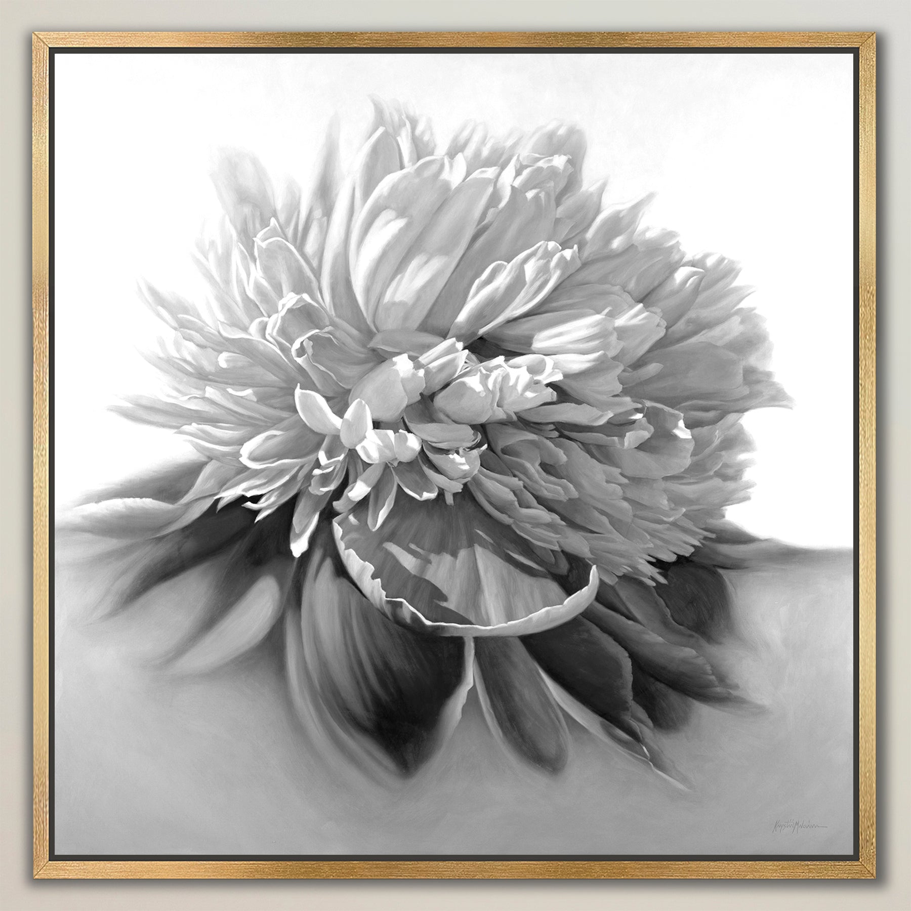 Peony in Black & White ~ Square Canvas Edition Print