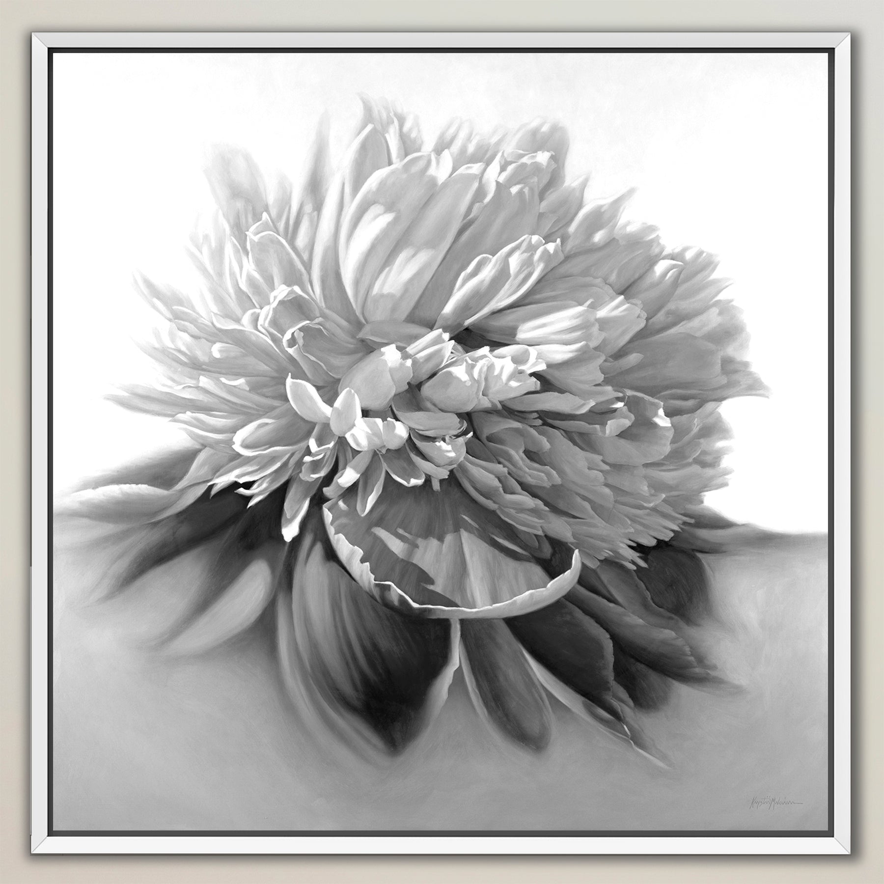 Peony in Black & White ~ Square Canvas Edition Print