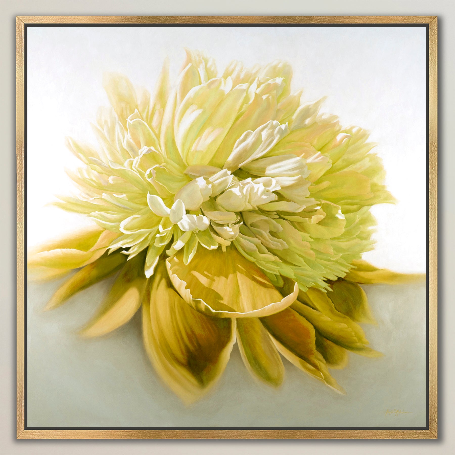 Peony in Gold ~ Square Canvas Edition Print