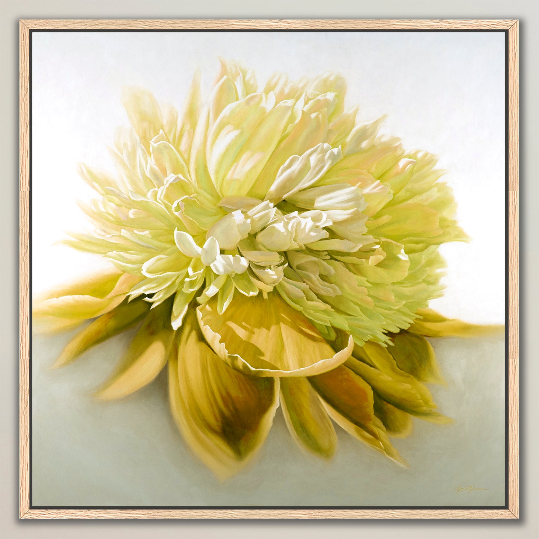 Peony in Gold ~ Square Canvas Edition Print