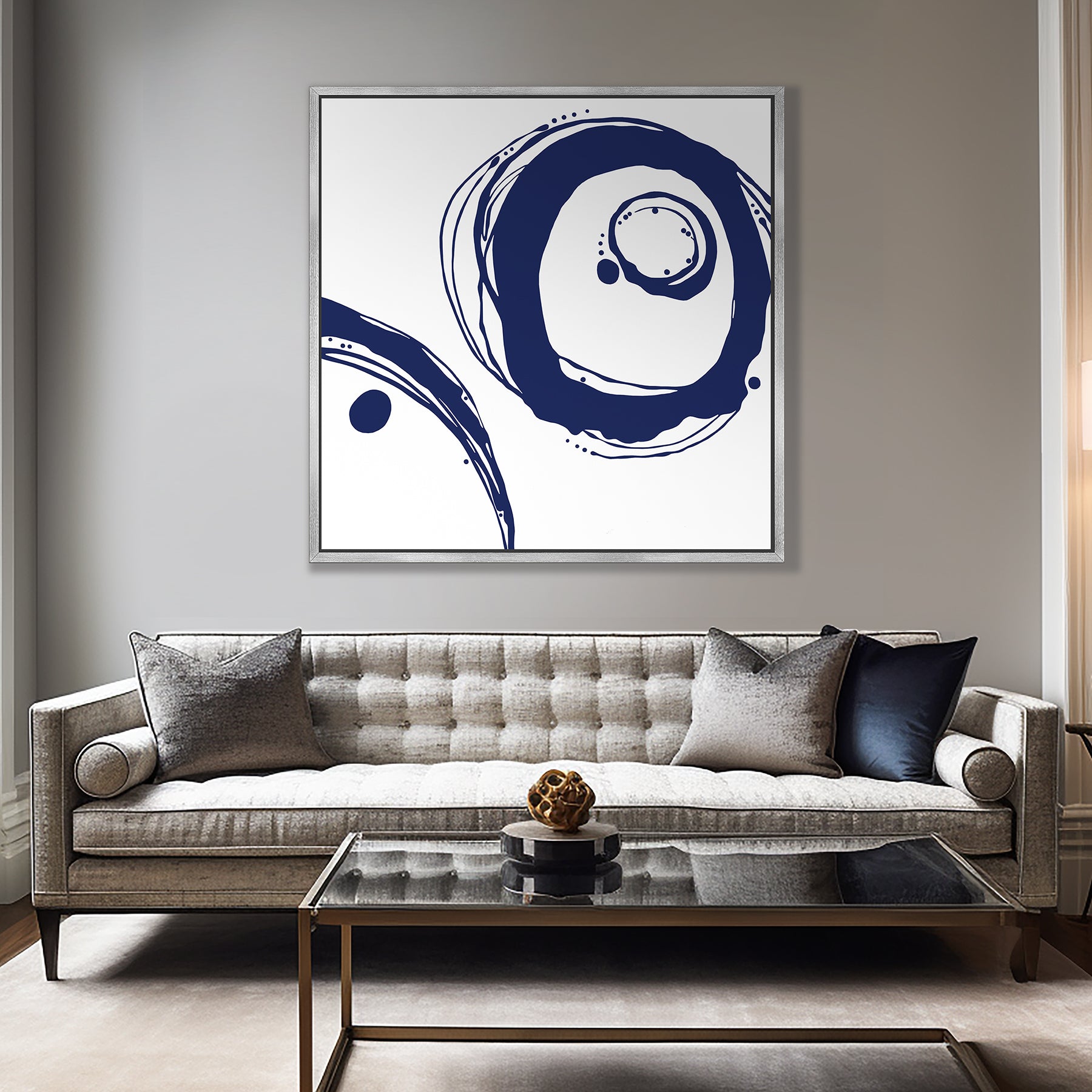 Orbit ~ Indigo on White ~ Square Canvas Edition Print