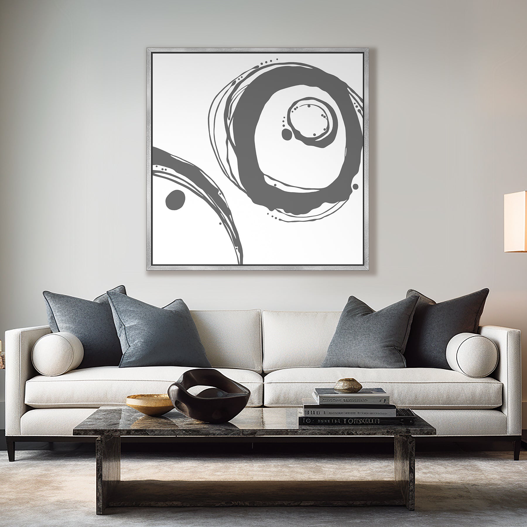 Orbit ~ Grey on White ~ Square Canvas Edition Print