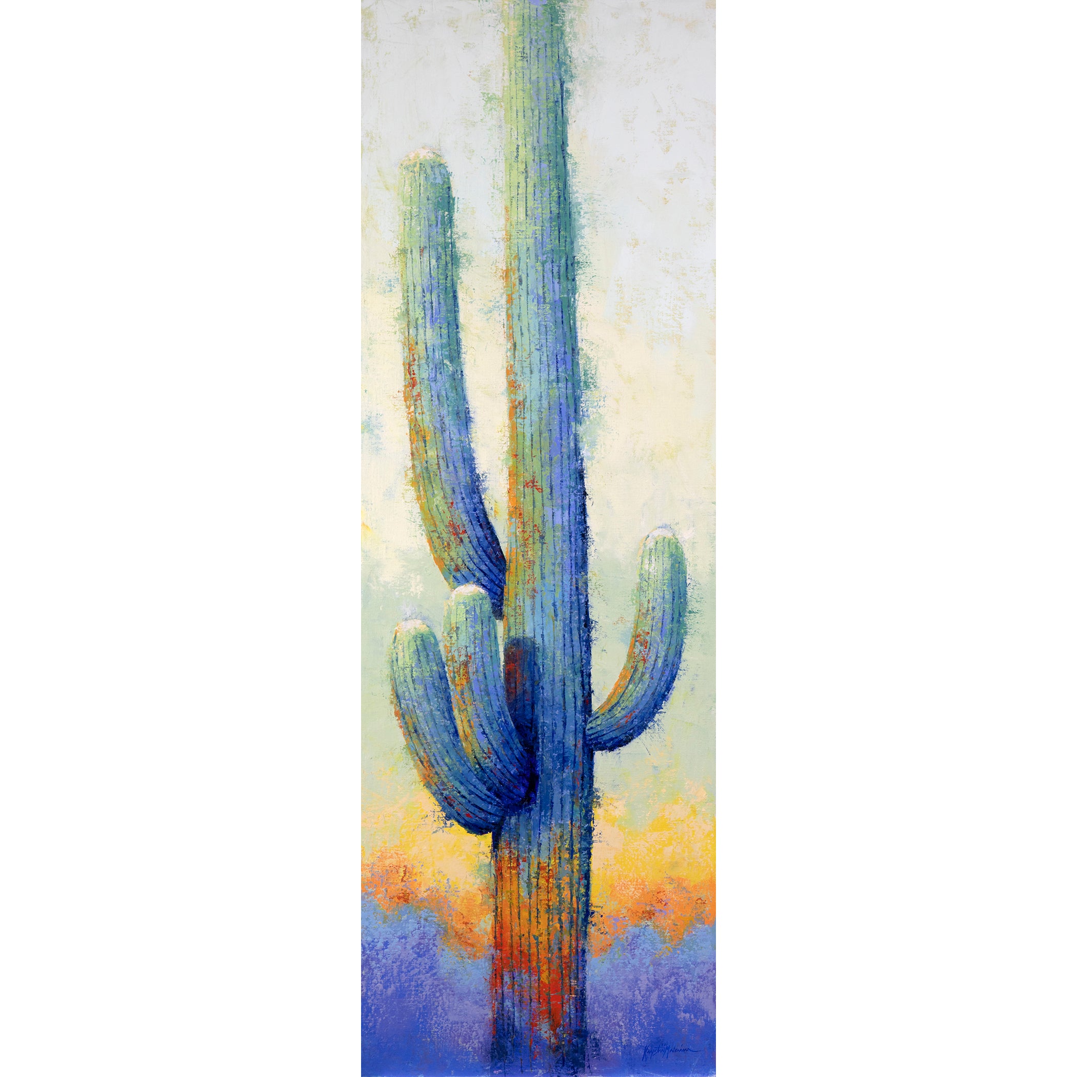 Saguaro II ~ 48"x16" ~ Original oil painting on linen panel