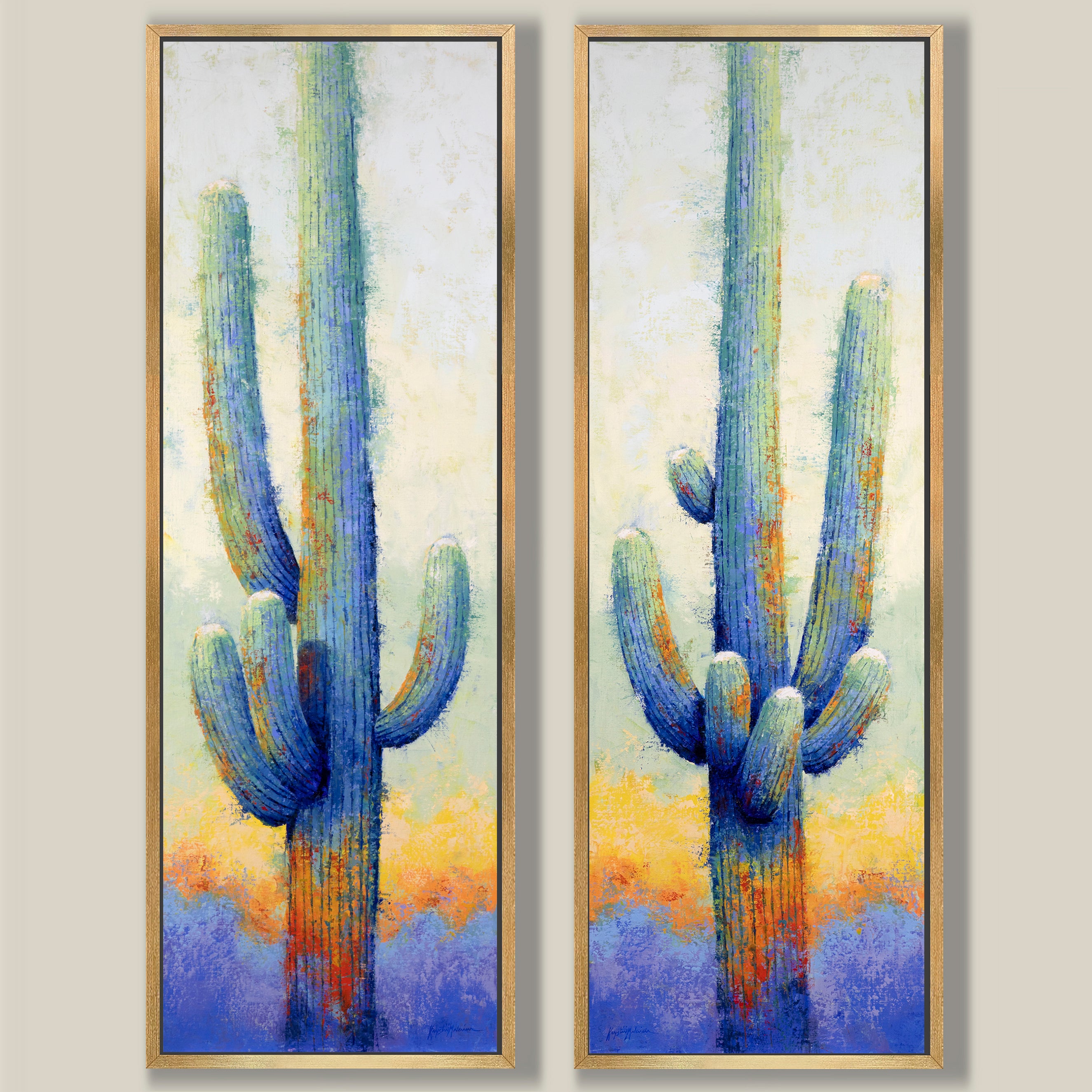 Saguaro Pair ~ Vertical Canvas Print Edition