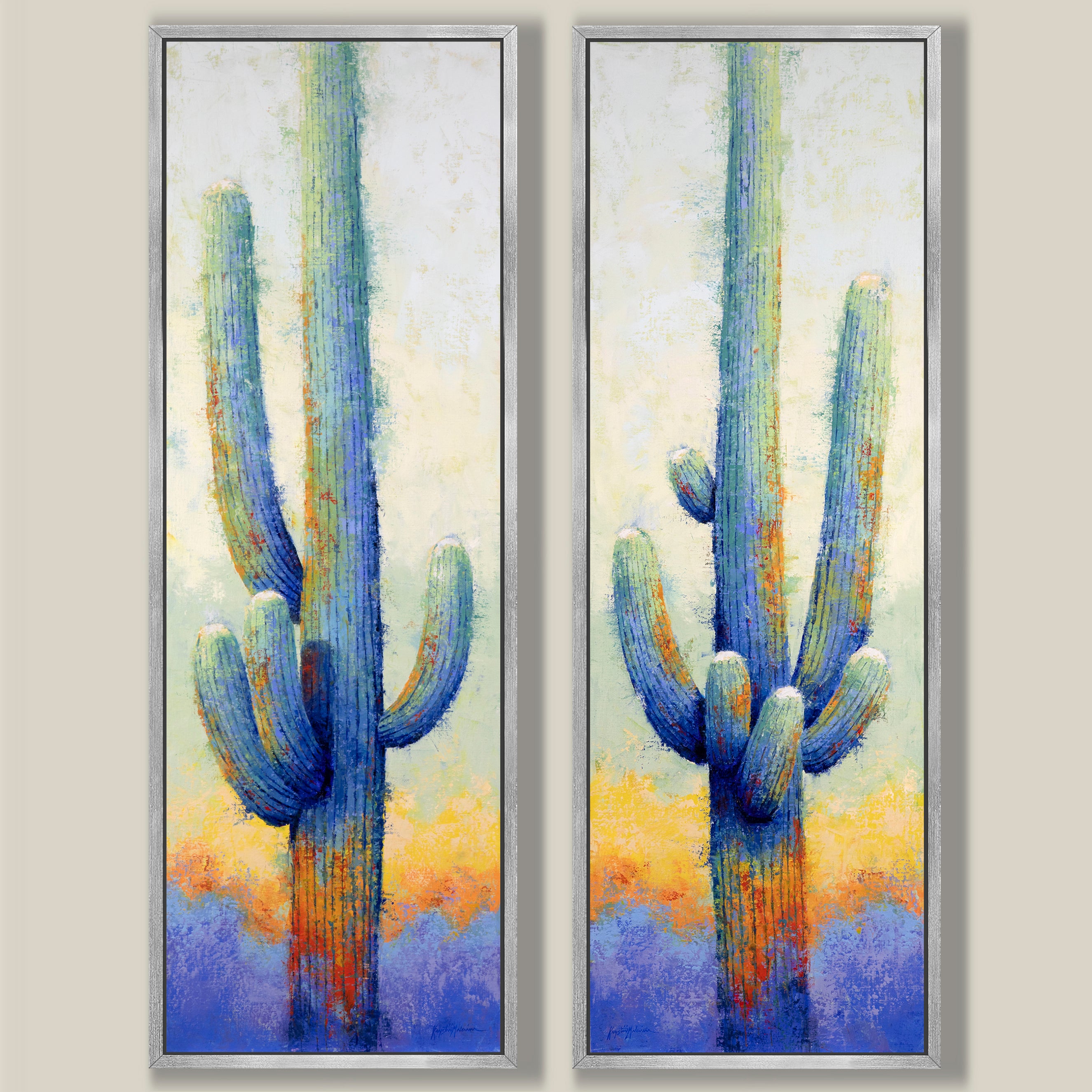 Saguaro Pair ~ Vertical Canvas Print Edition