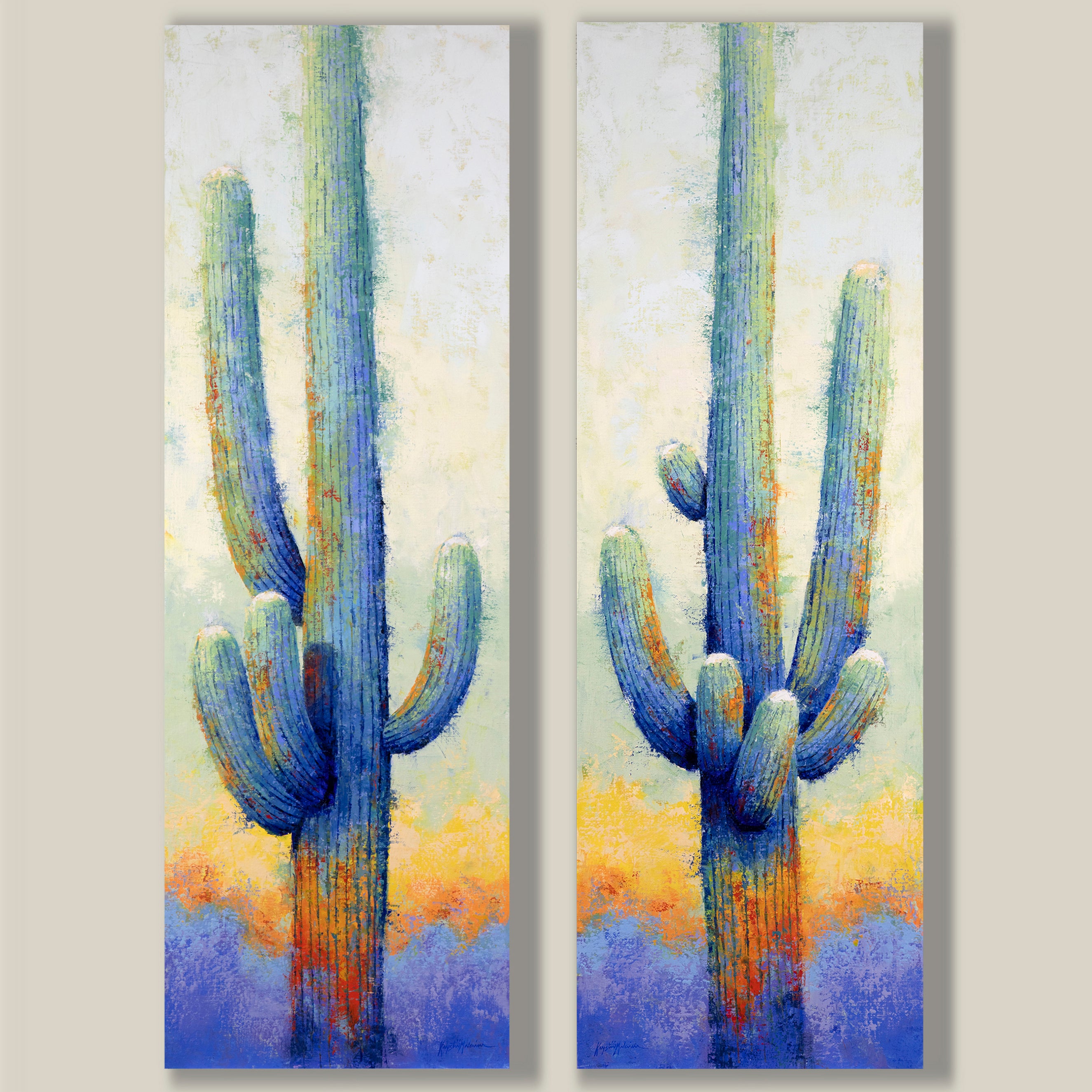 Saguaro Pair ~ Vertical Canvas Print Edition