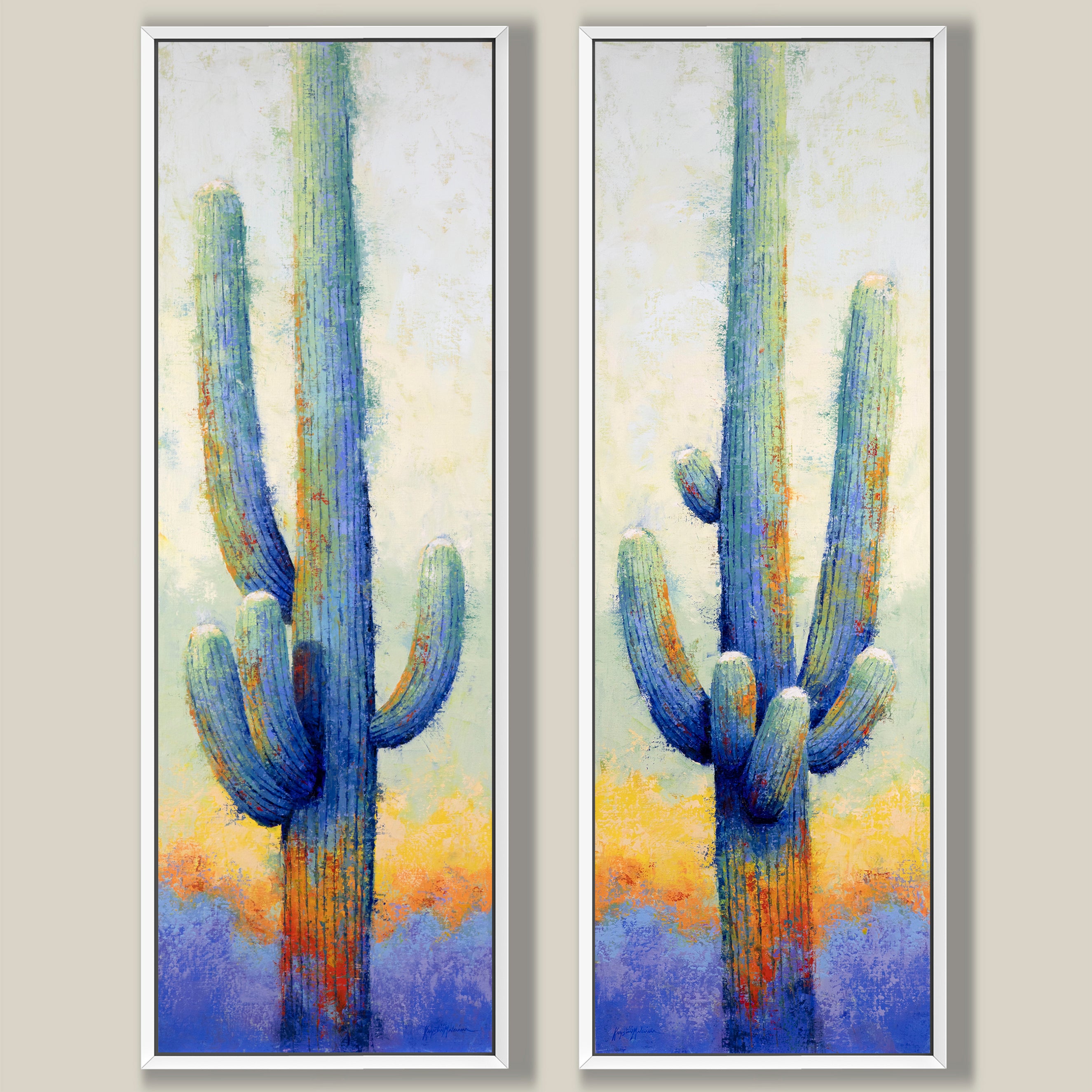 Saguaro Pair ~ Vertical Canvas Print Edition