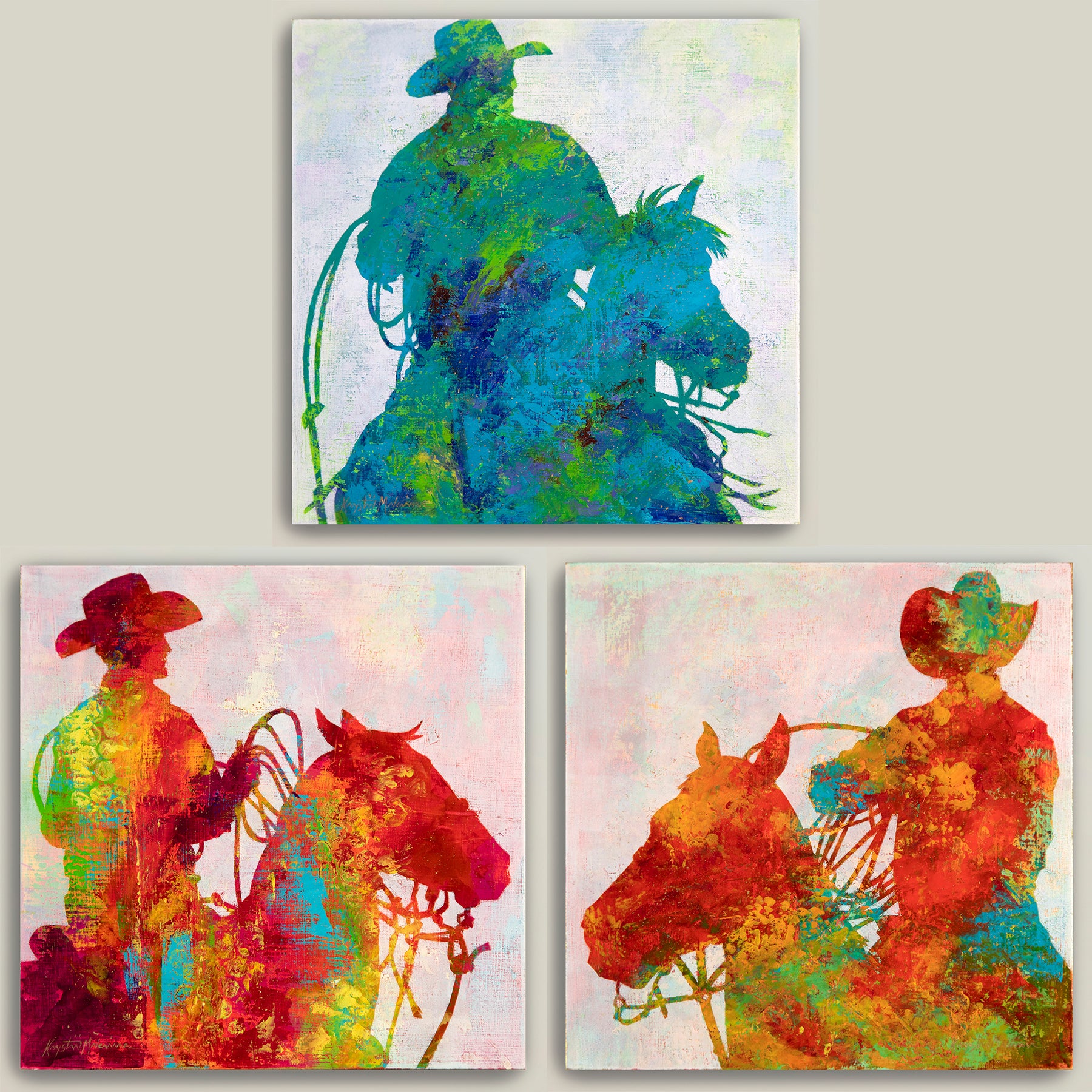 Gold Dust Cowboys ~ Square Canvas Edition Print Set