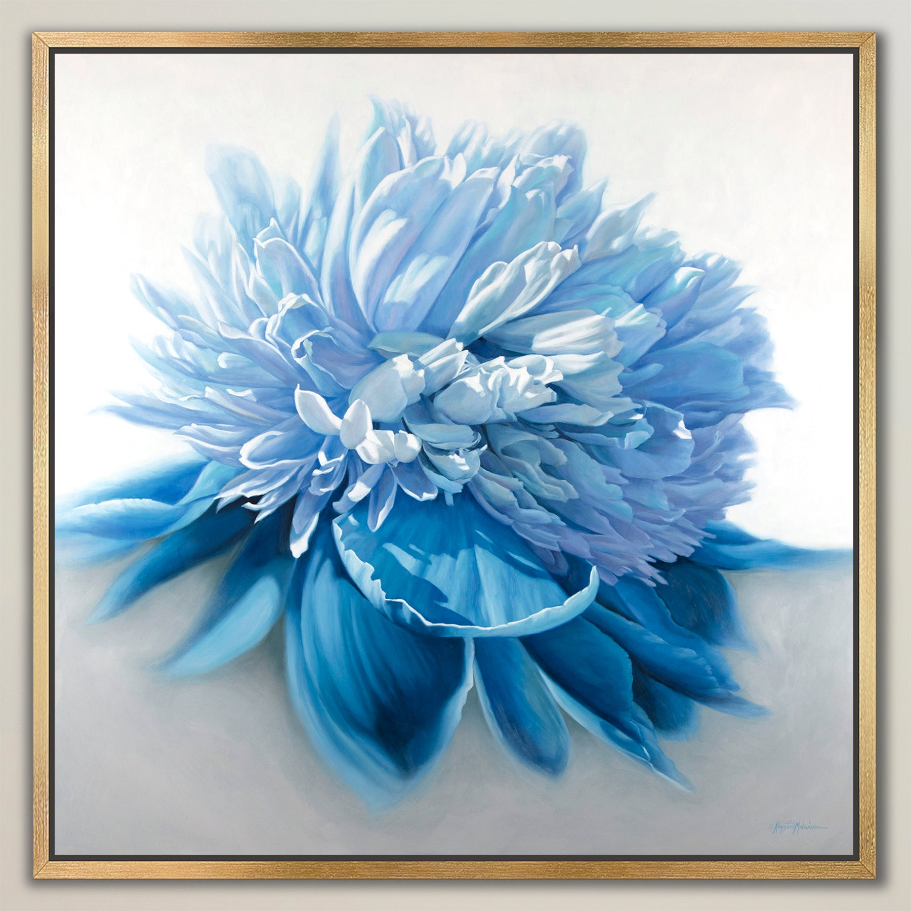 Peony in Turquoise ~ Square Canvas Edition Print