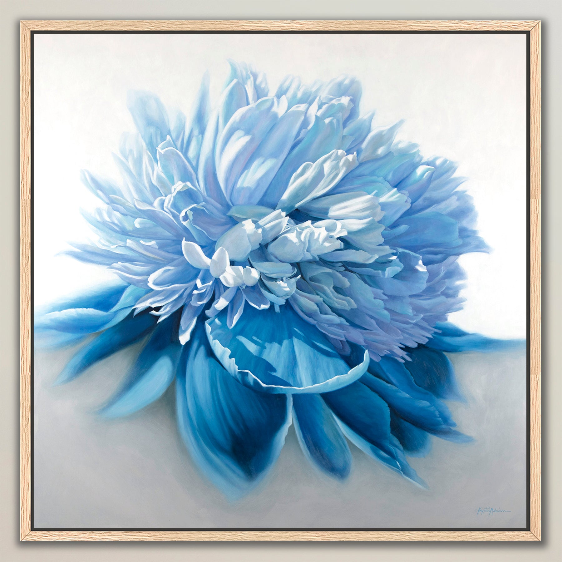 Peony in Turquoise ~ Square Canvas Edition Print