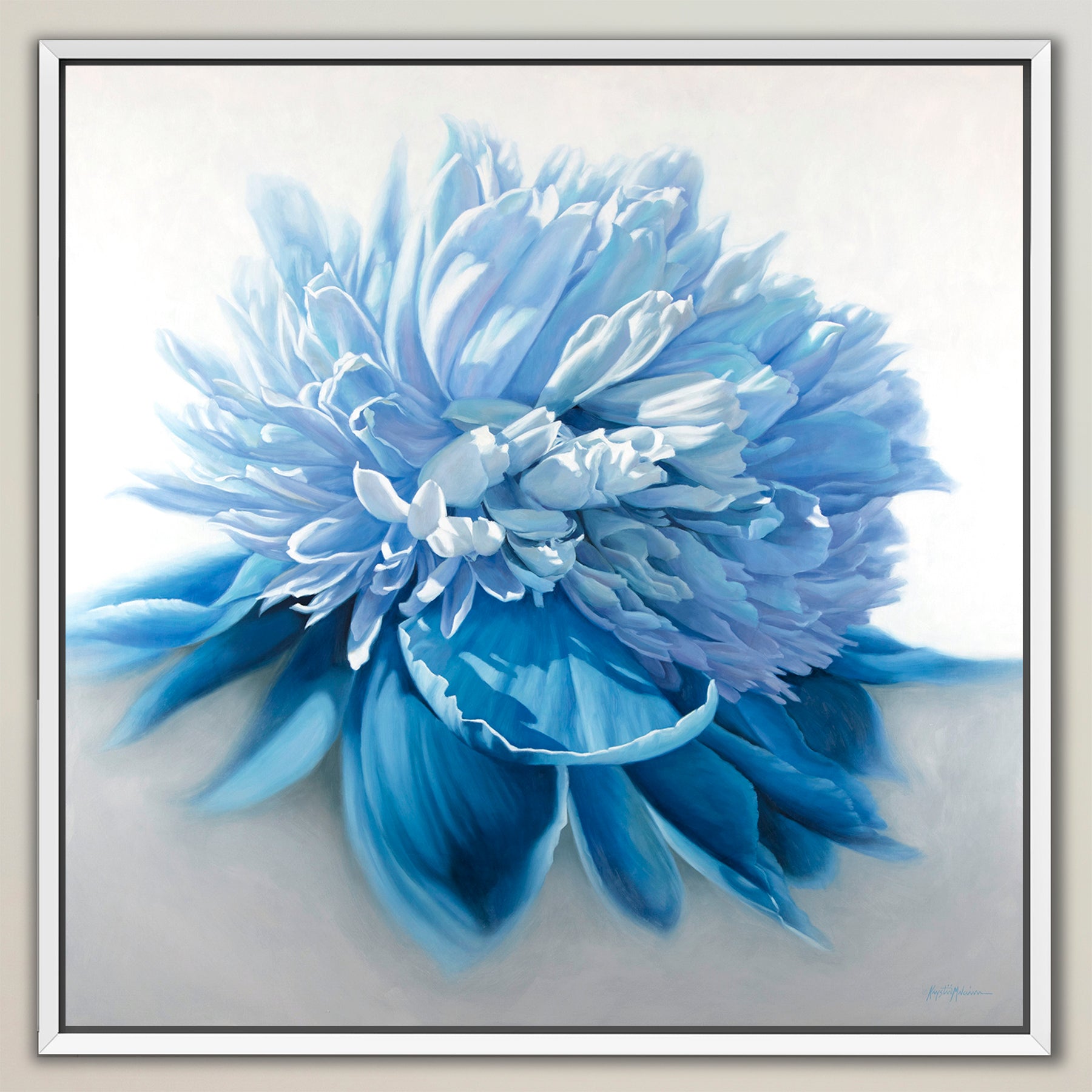 Peony in Turquoise ~ Square Canvas Edition Print