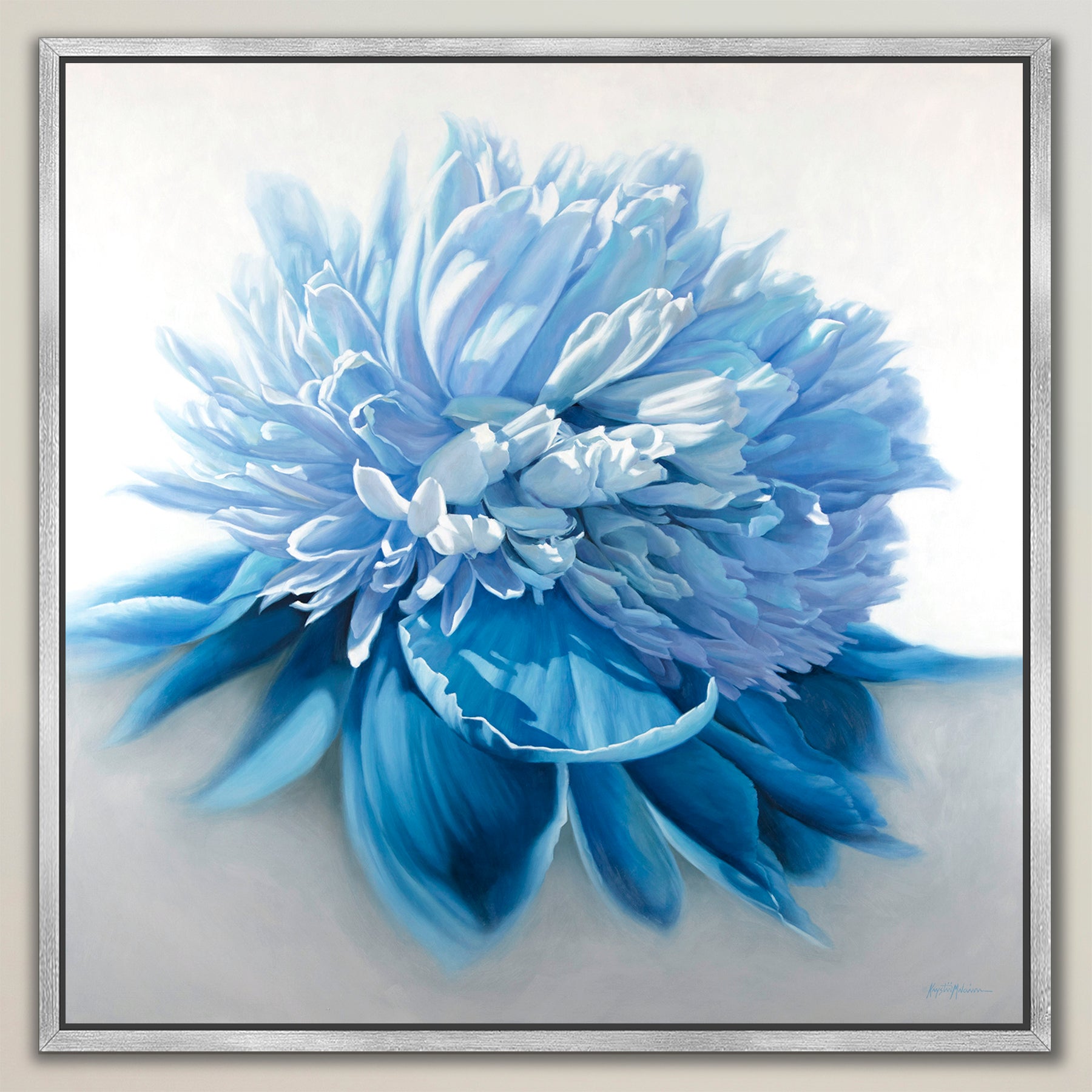 Peony in Turquoise ~ Square Canvas Edition Print