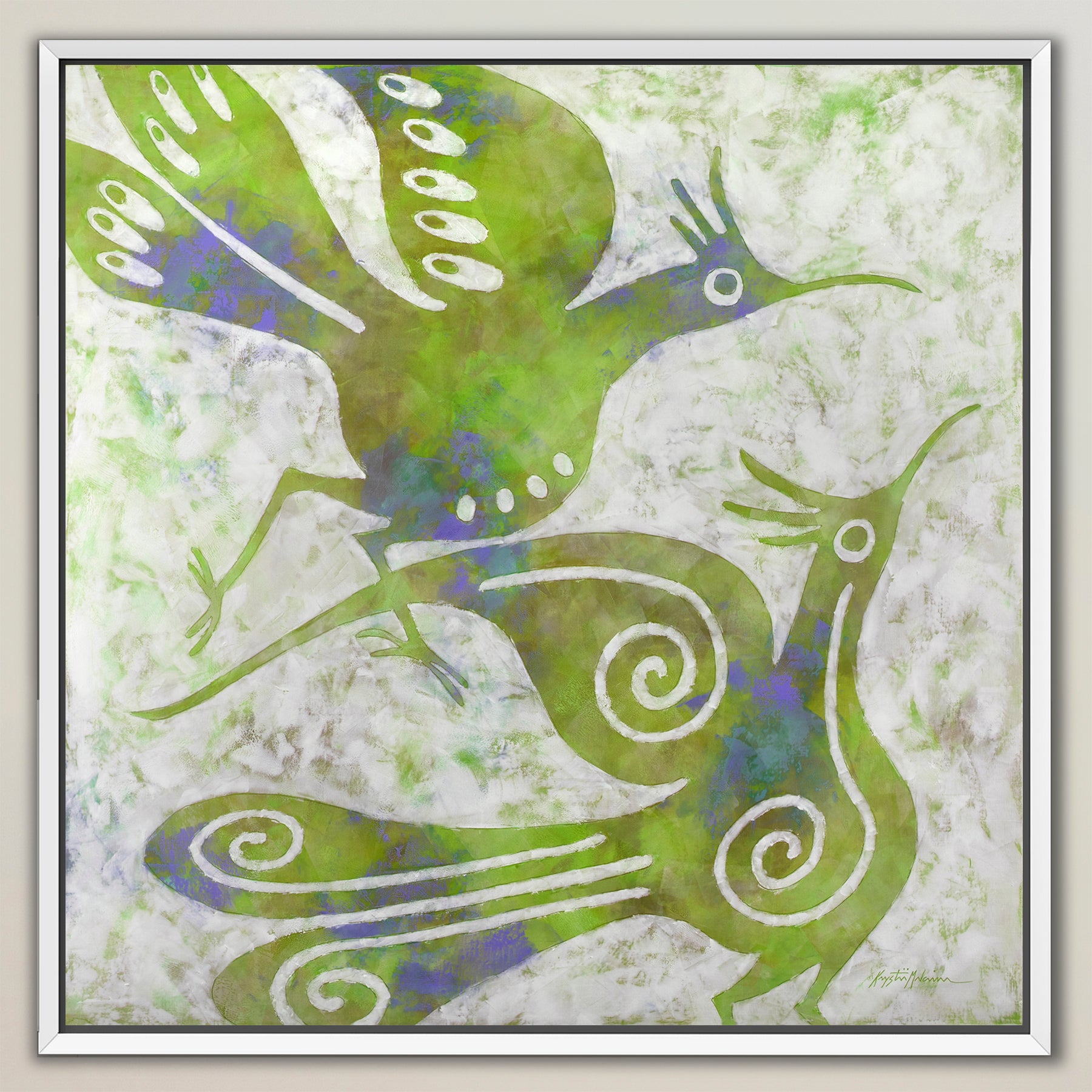 Zia Birds ~ Lime ~ Canvas Edition Print