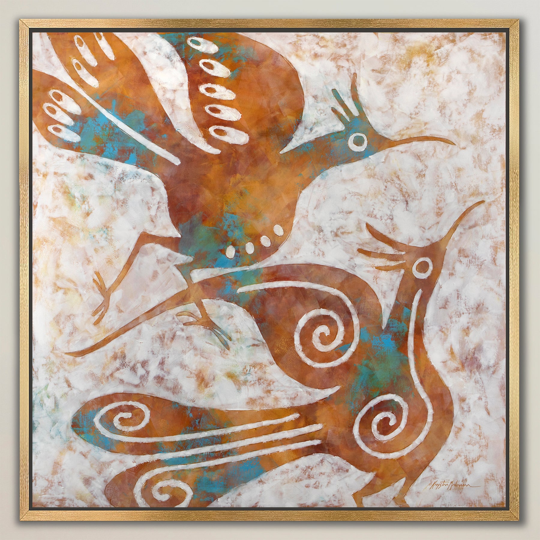 Zia Birds ~ Terracotta ~ Canvas Edition Print