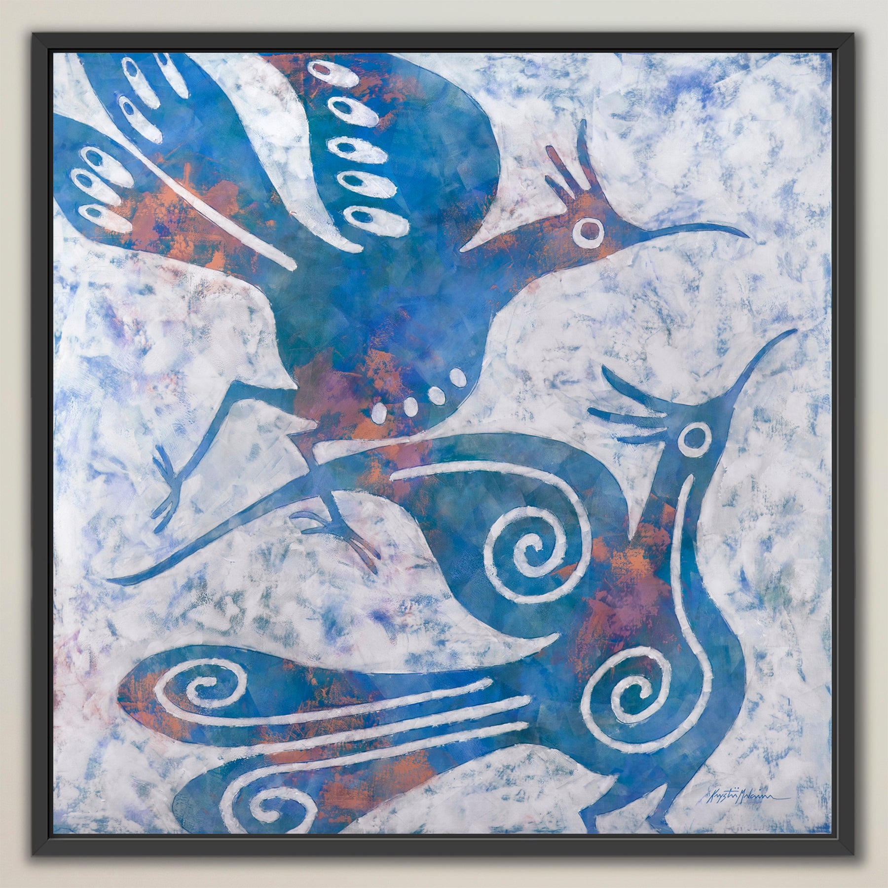 Zia Birds ~ Lapis ~ Canvas Edition Print