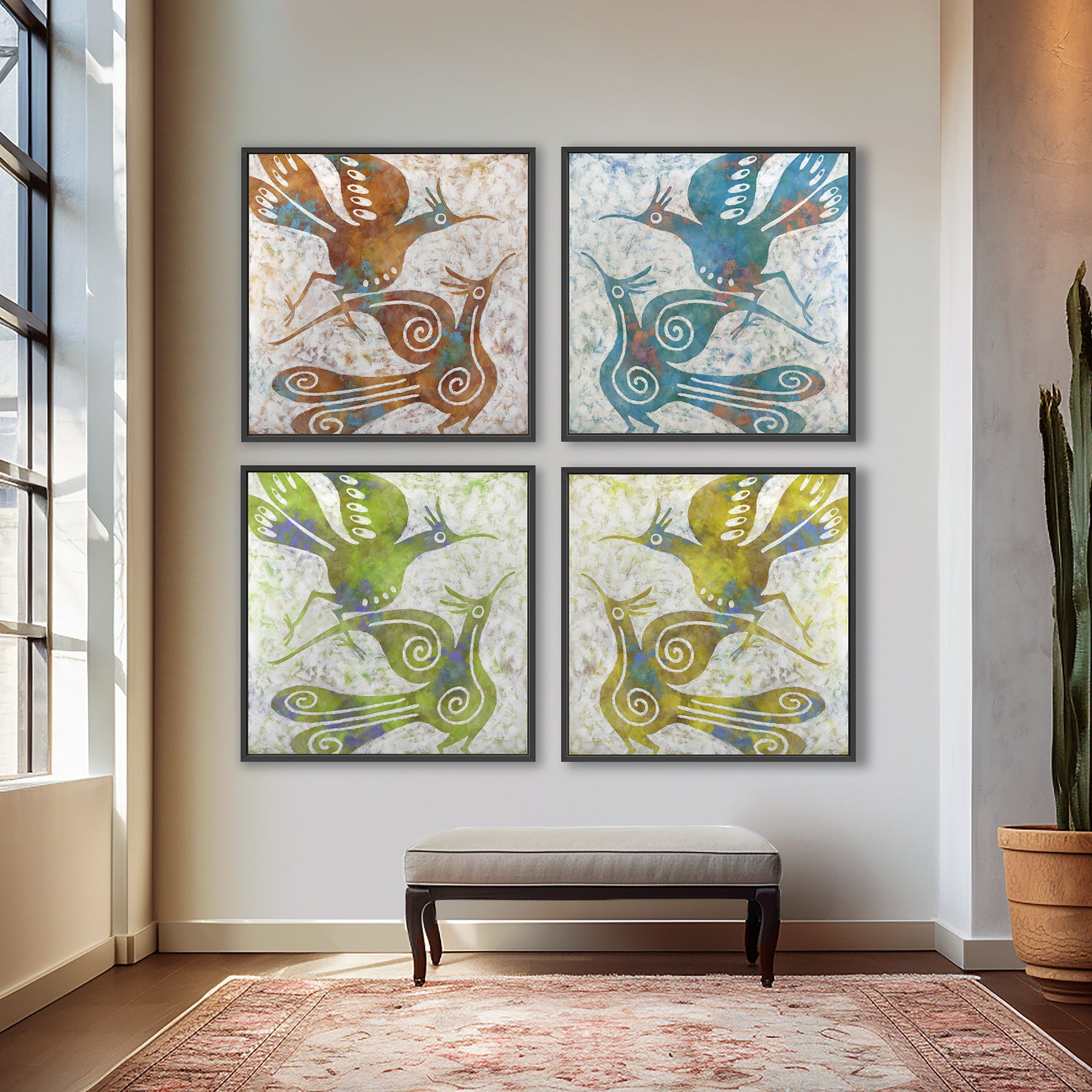 Zia Birds ~ Lime ~ Canvas Edition Print