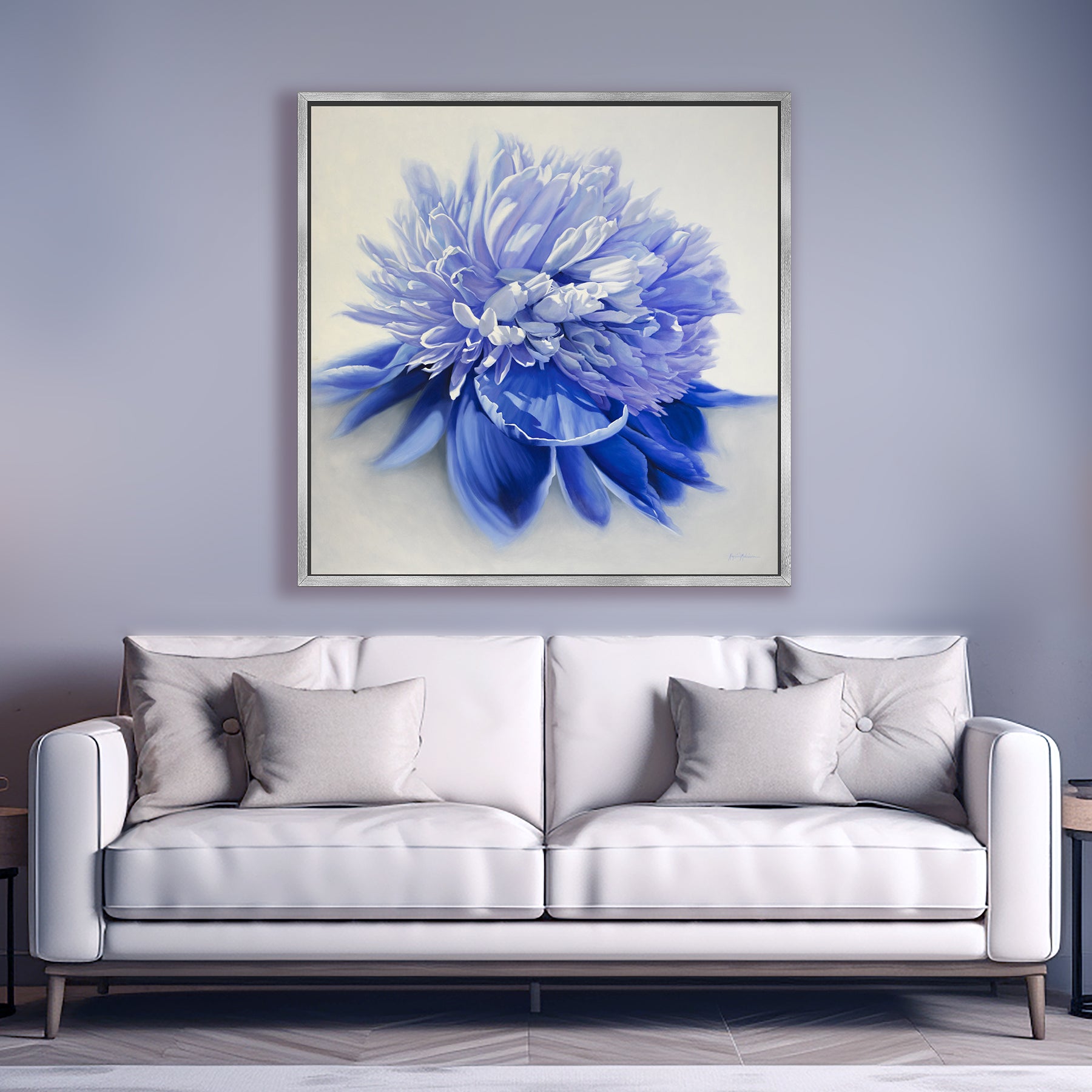 Peony in Blue ~ Square Canvas Edition Print