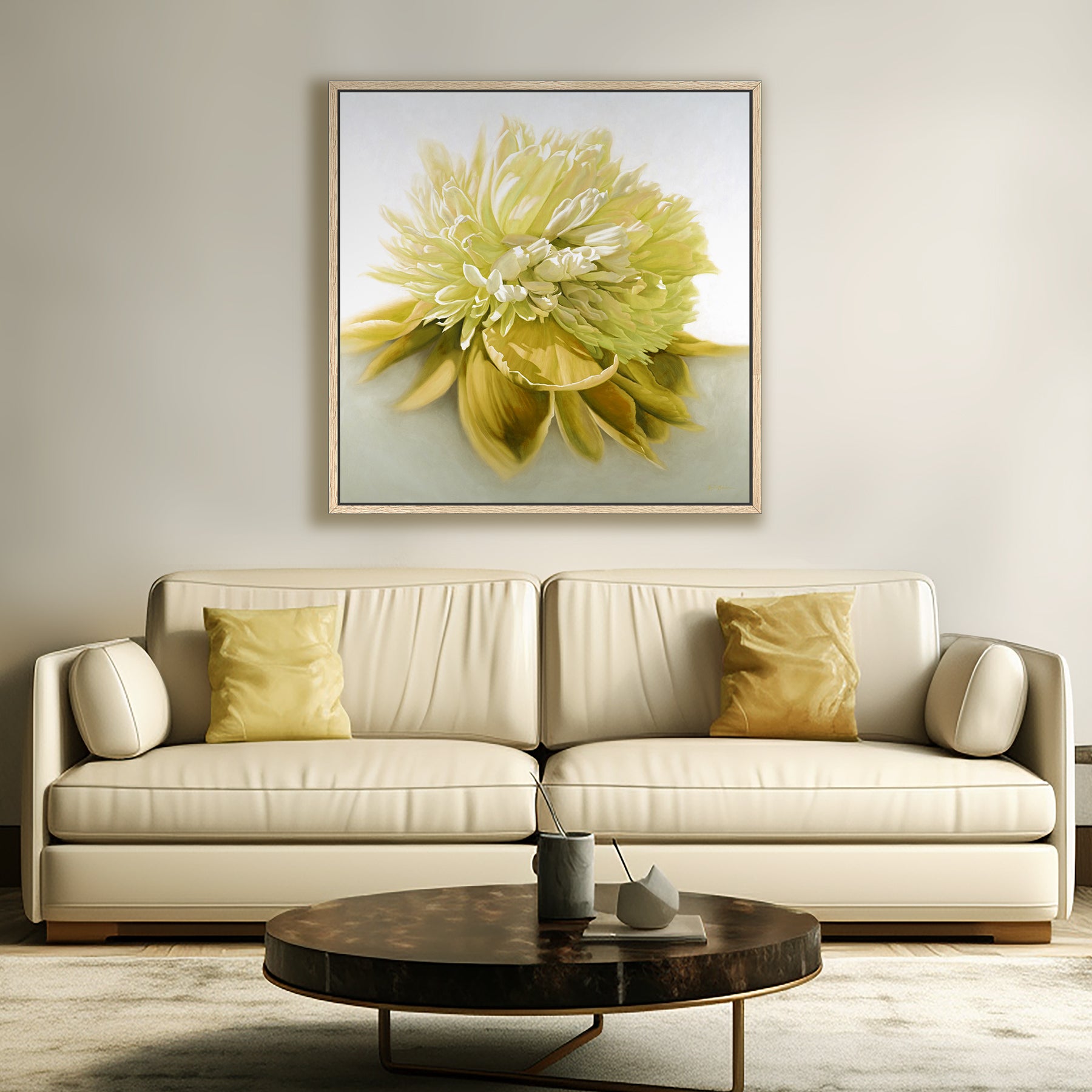 Peony in Gold ~ Square Canvas Edition Print