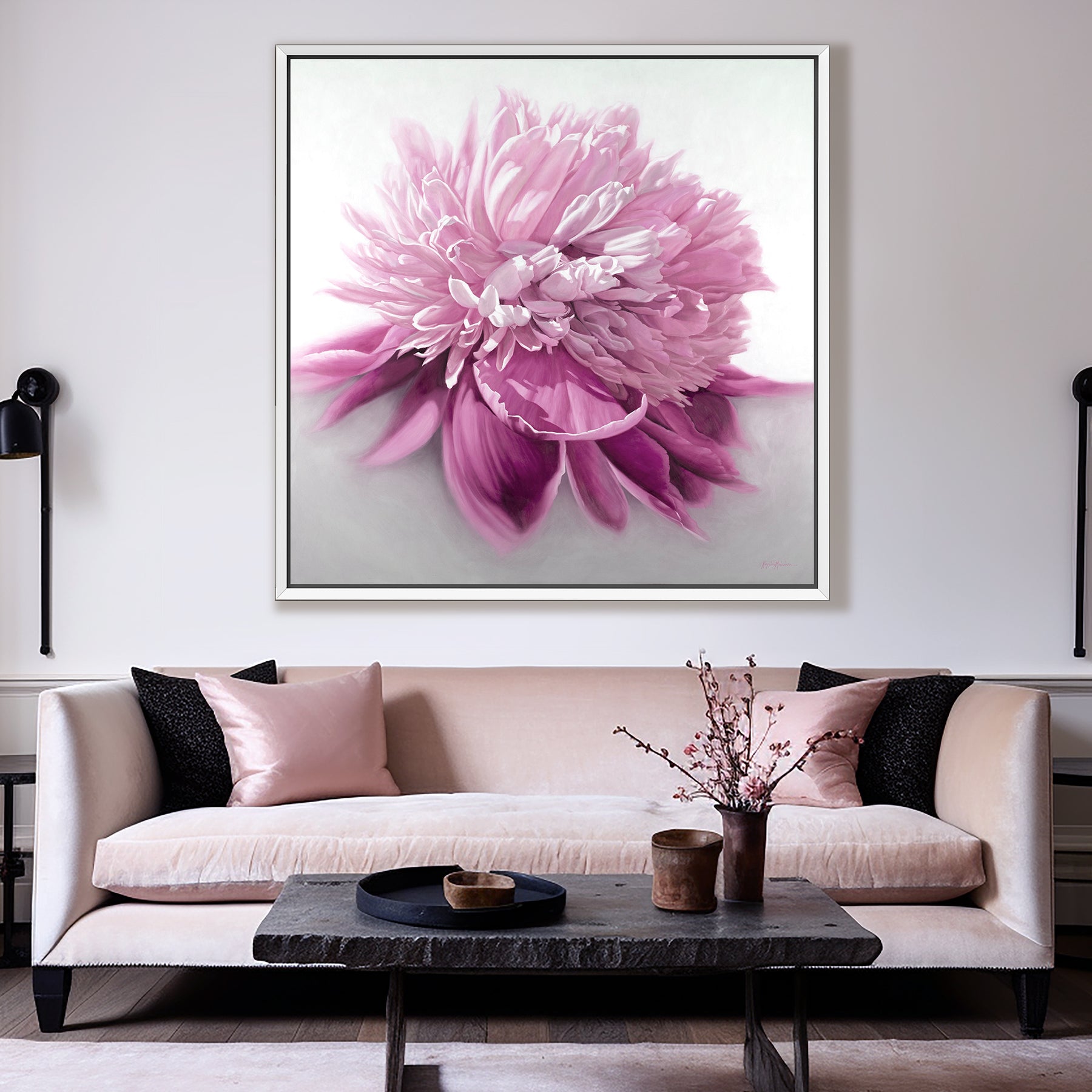 Peony in Plum ~ Square Canvas Edition Print