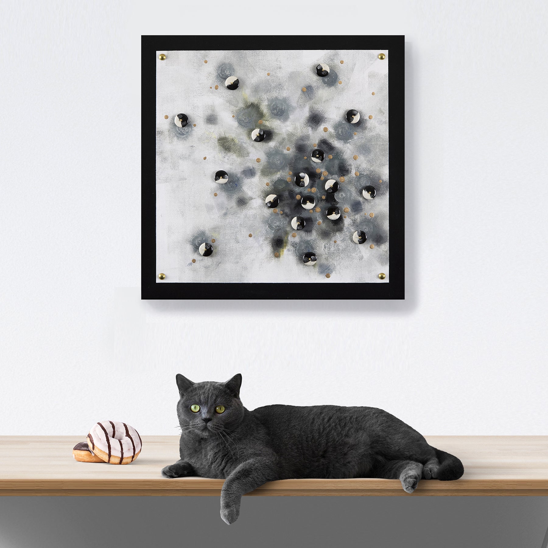 Atom ~ 16" x 16" ~ Original painting with beads on panel