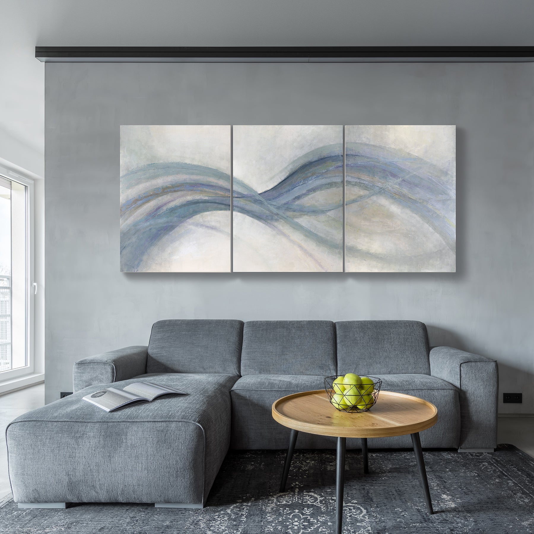 Flowing ~ 40"x94" Triptych ~ Original oil painting on 3 panels