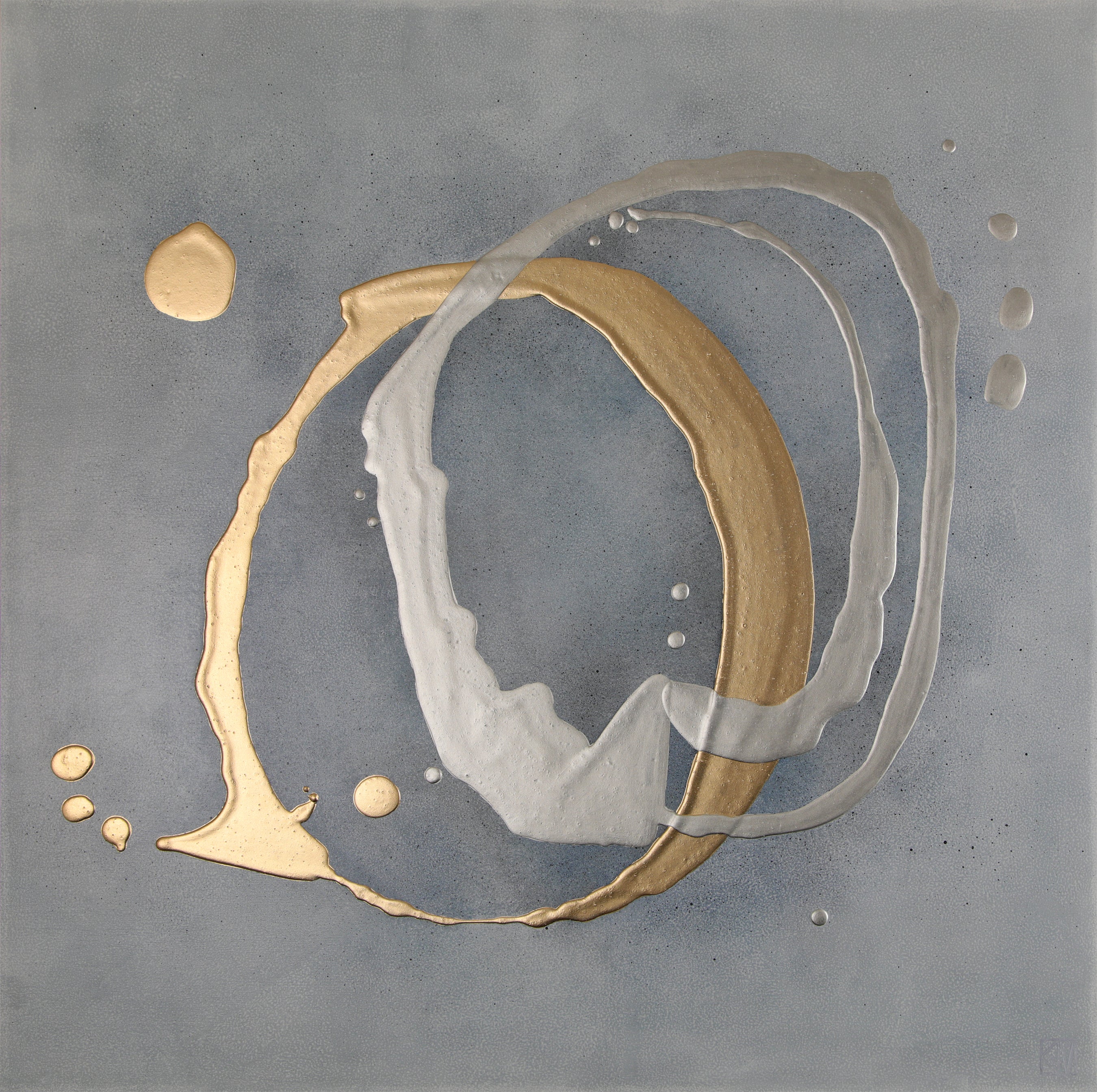 Imperfect Lives ~ 30"x30" ~ Original painting with raised metallic texture