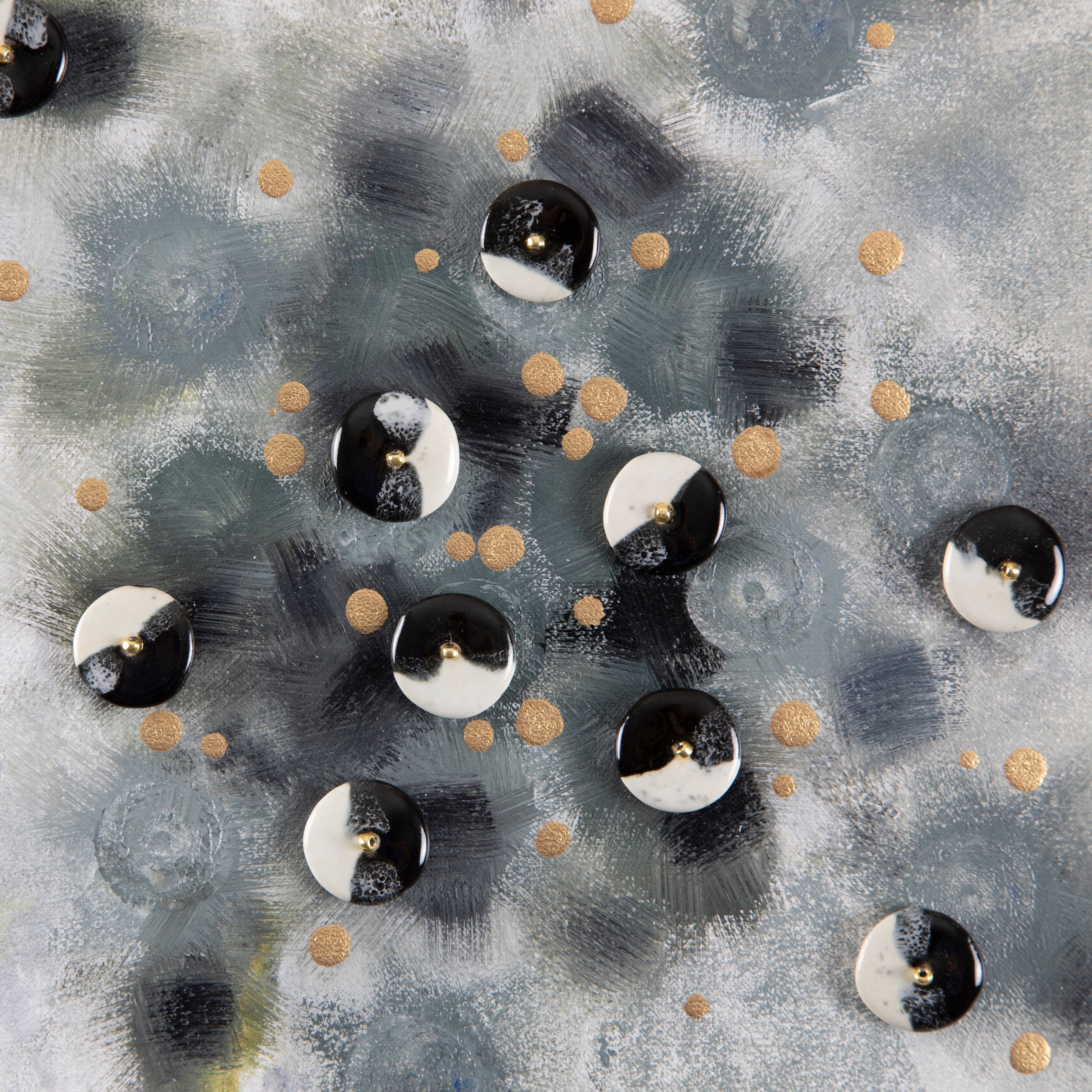 Atom ~ 16" x 16" ~ Original painting with beads on panel