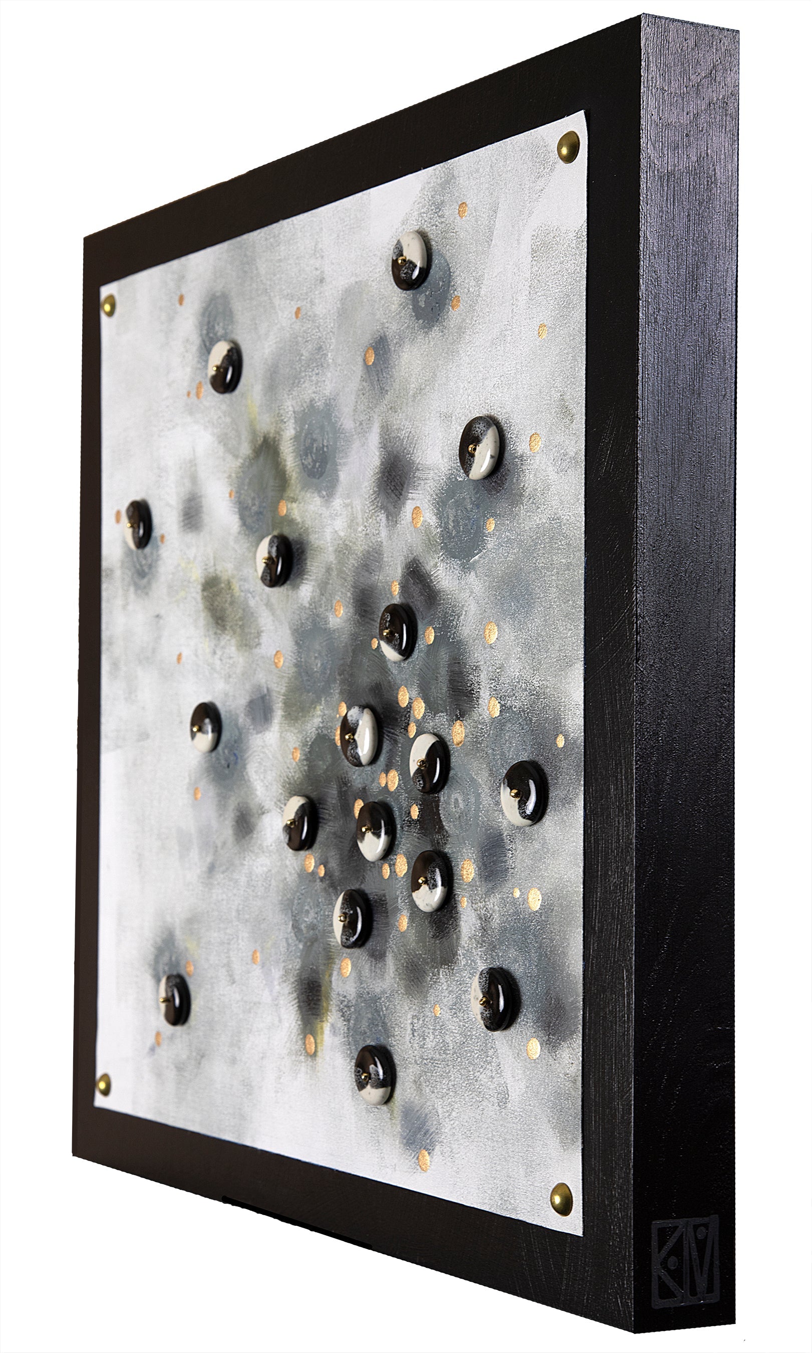 Atom ~ 16" x 16" ~ Original painting with beads on panel