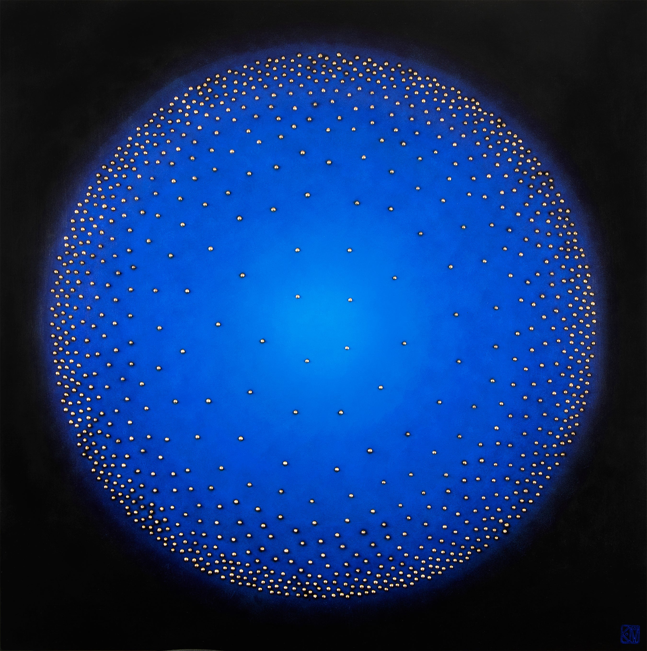 Blue Planet ~ 36"x36" ~ Original painting on panel with raised gold dots