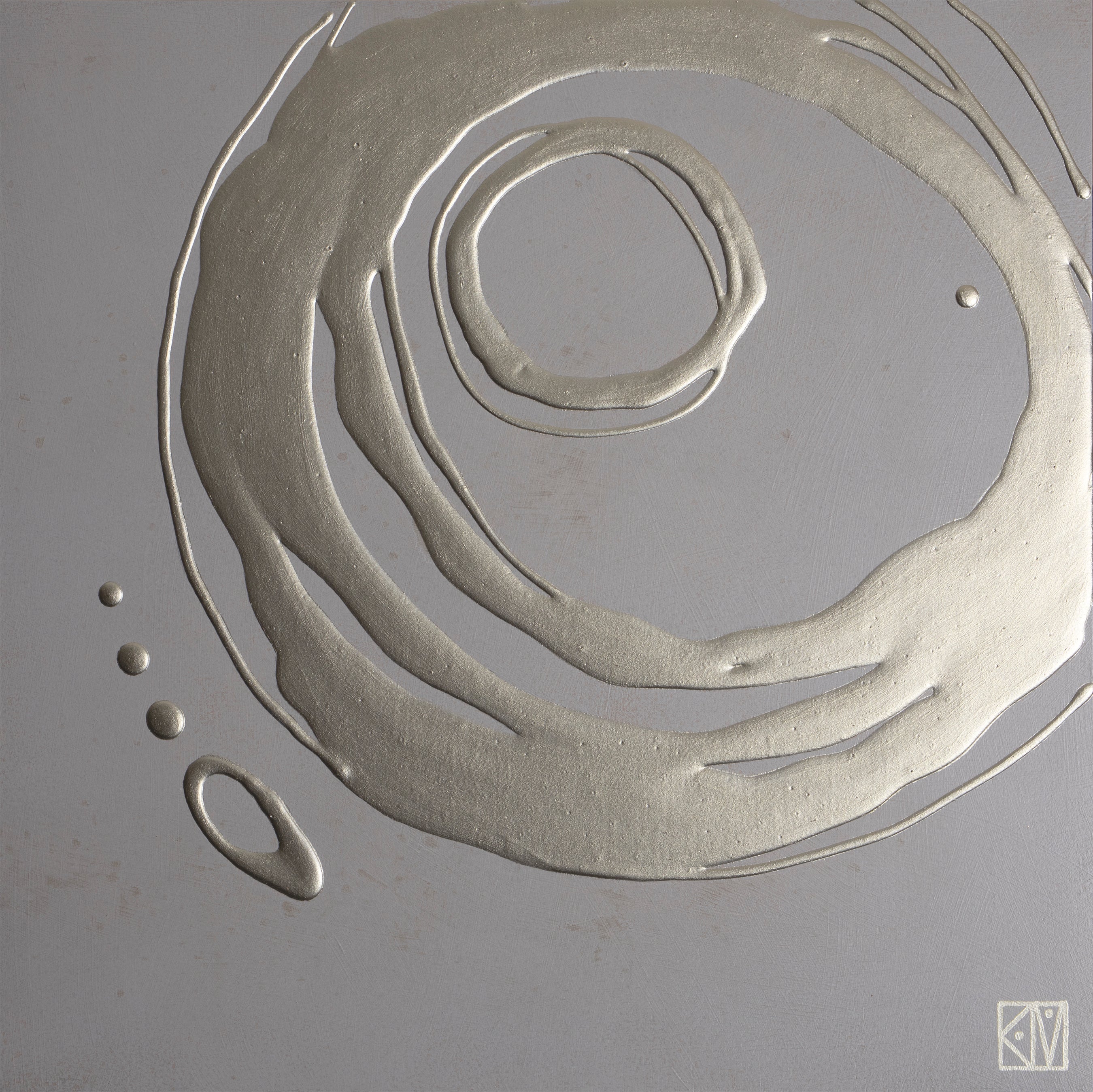 Orbit II ~ 16"x16" ~ Original painting on panel with raised gold swirls