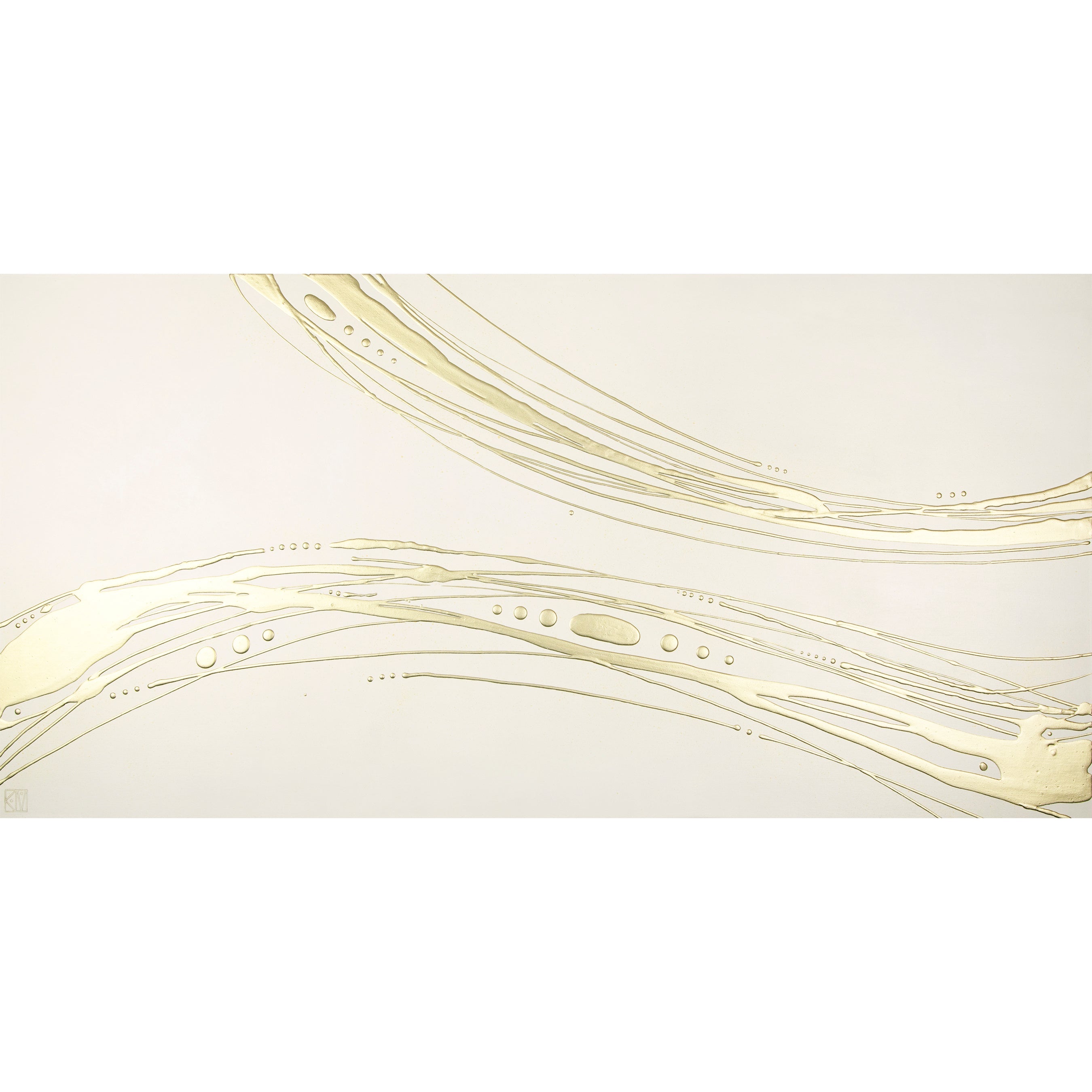 Spindrift ~ 24"x48" ~ Original painting with raised gold lines on panel