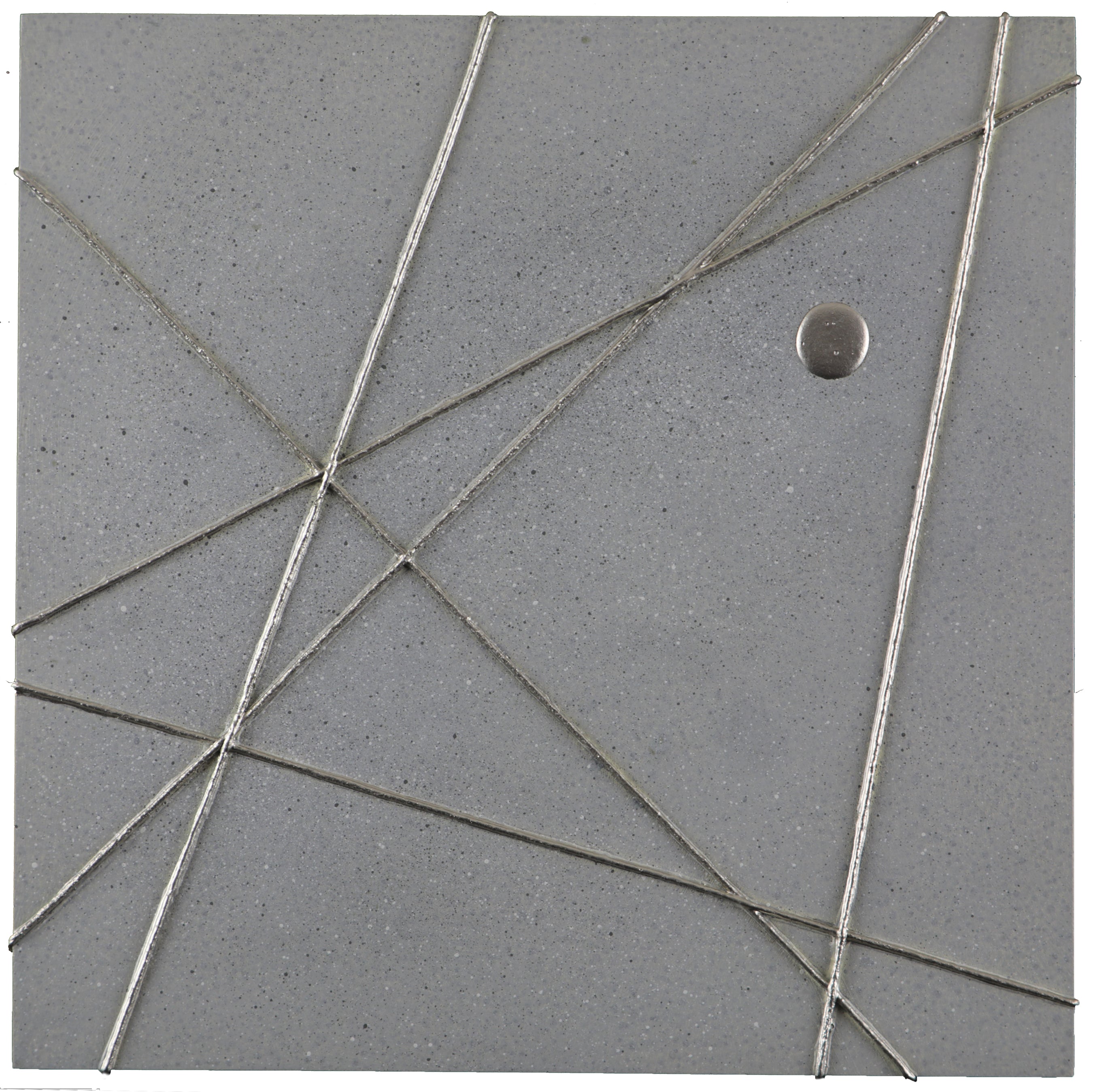 String Theory ~ 40"x40" ~ Original painting on 9 panels with silver string lines