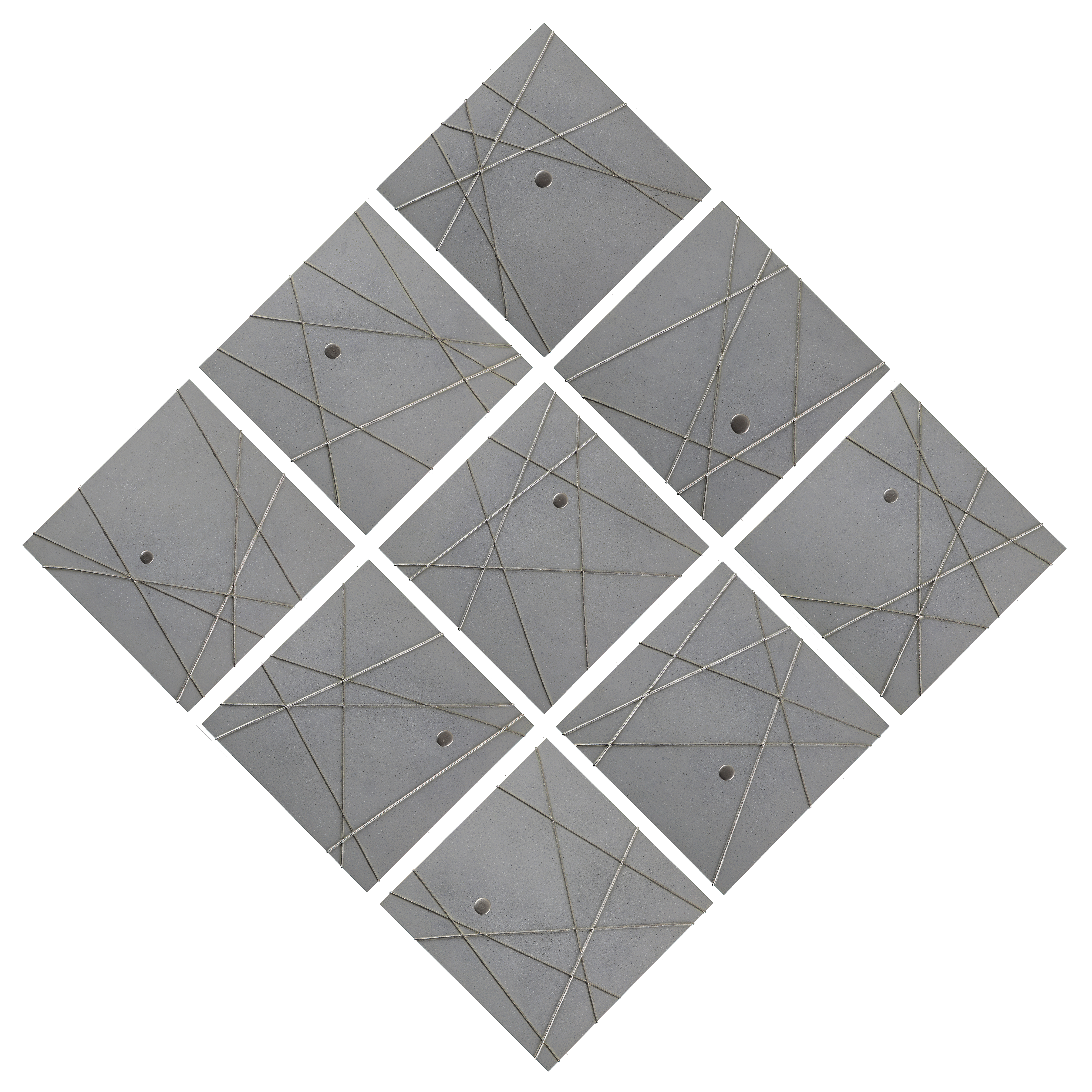 String Theory ~ 40"x40" ~ Original painting on 9 panels with silver string lines