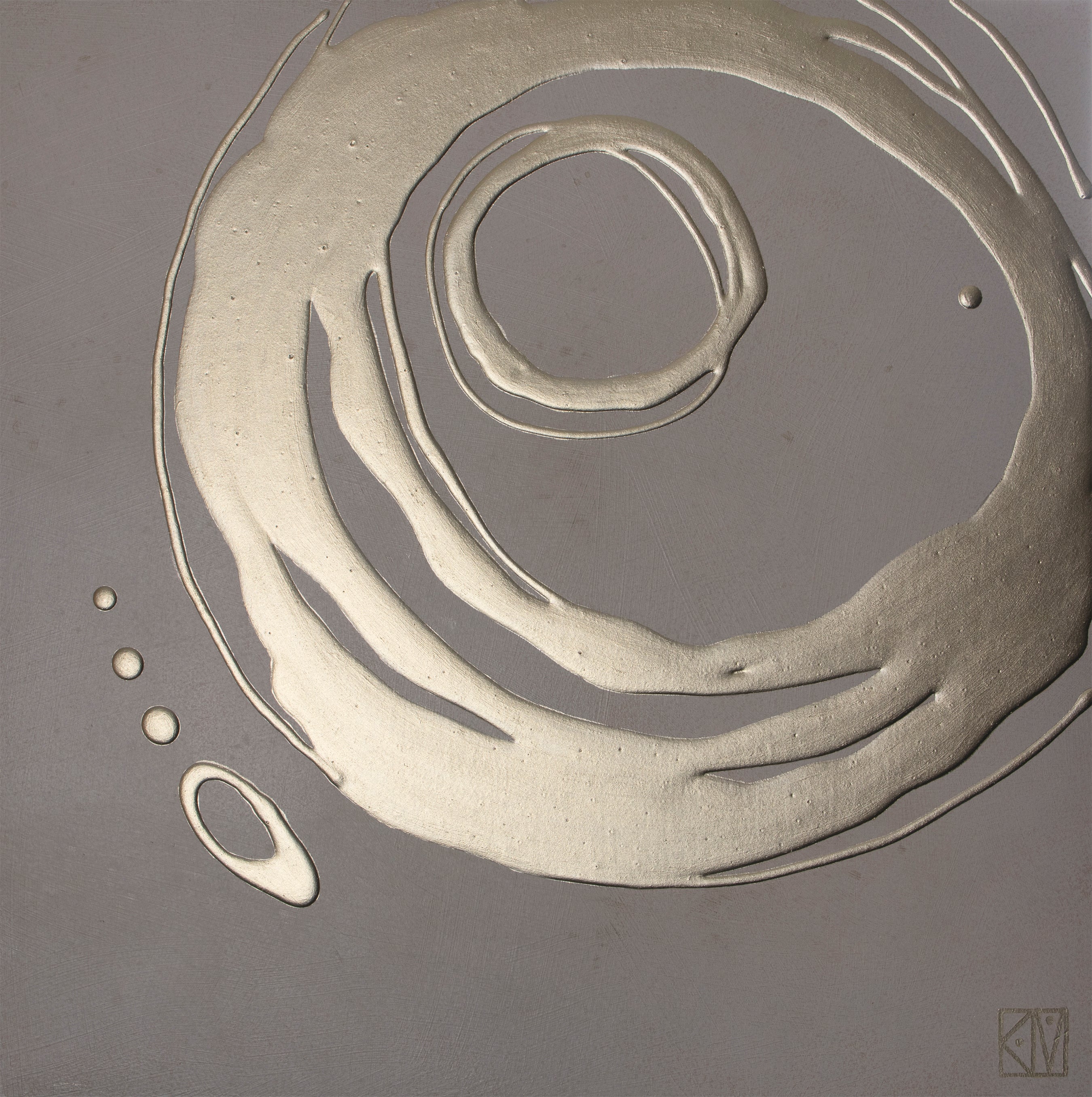 Orbit II ~ 16"x16" ~ Original painting on panel with raised gold swirls