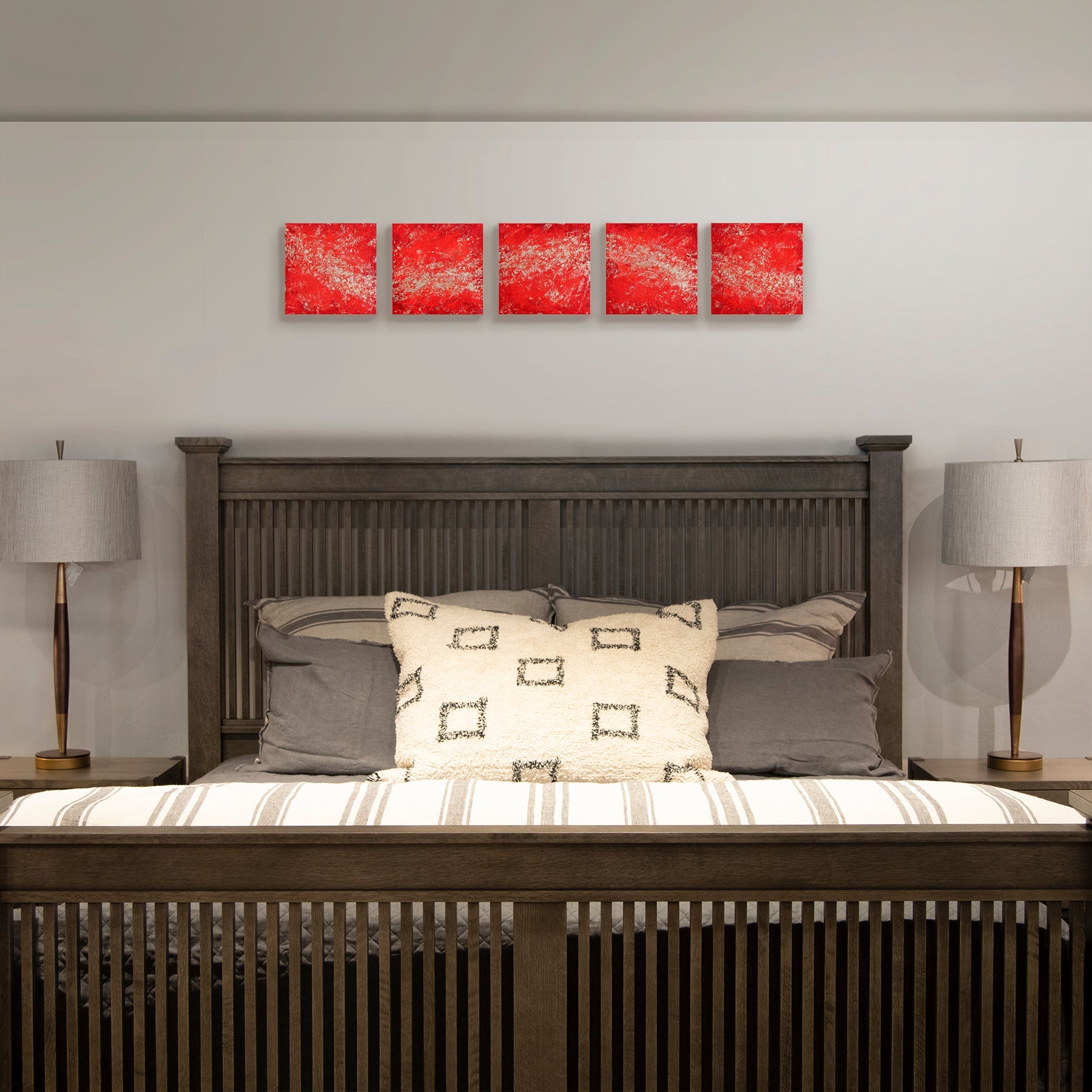 Red Nebula ~ 8"x8" each ~ Original paintings on 5 panels