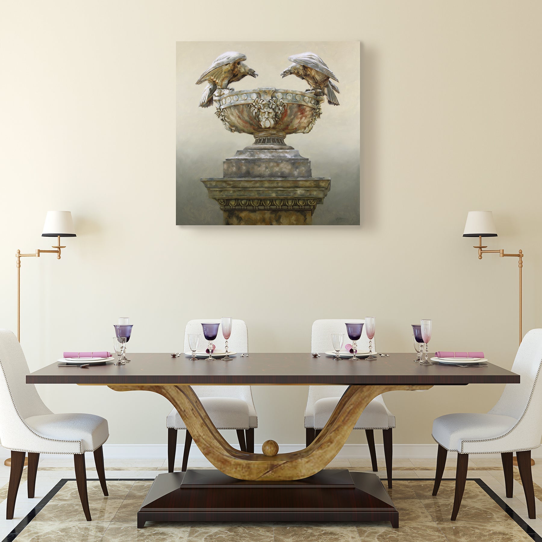 Stone Eagles ~ 36"x36" ~ Original Oil Painting on Panel