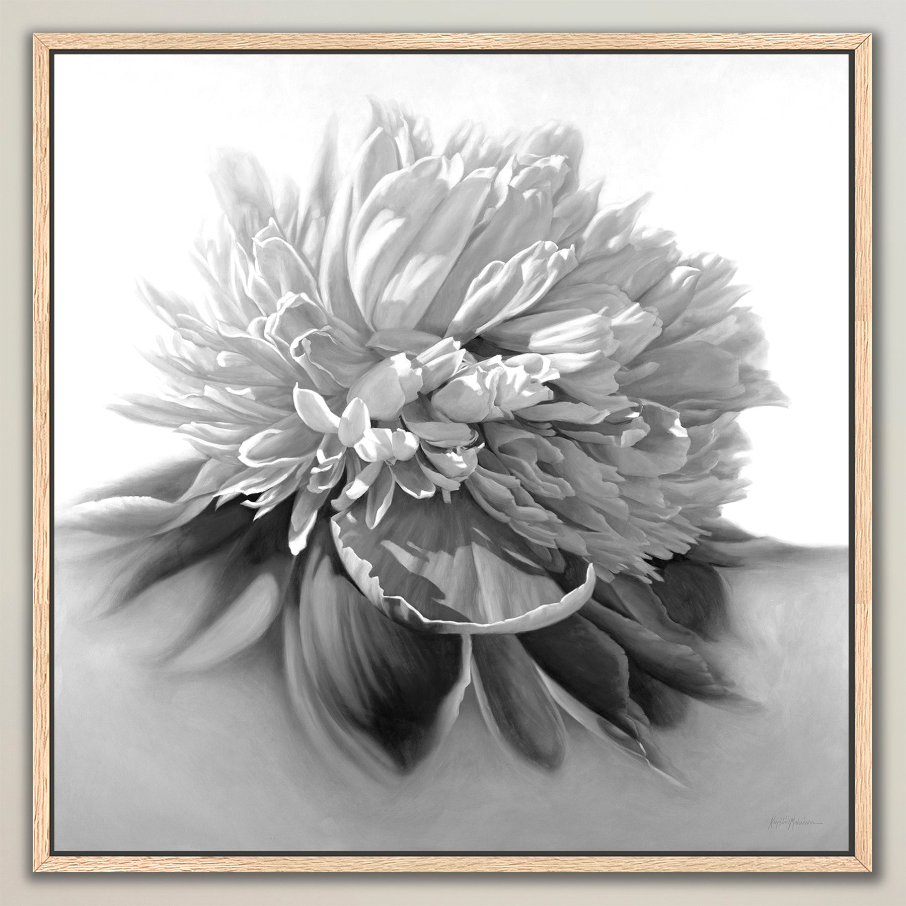 Peony in Black & White ~ Square Canvas Edition Print