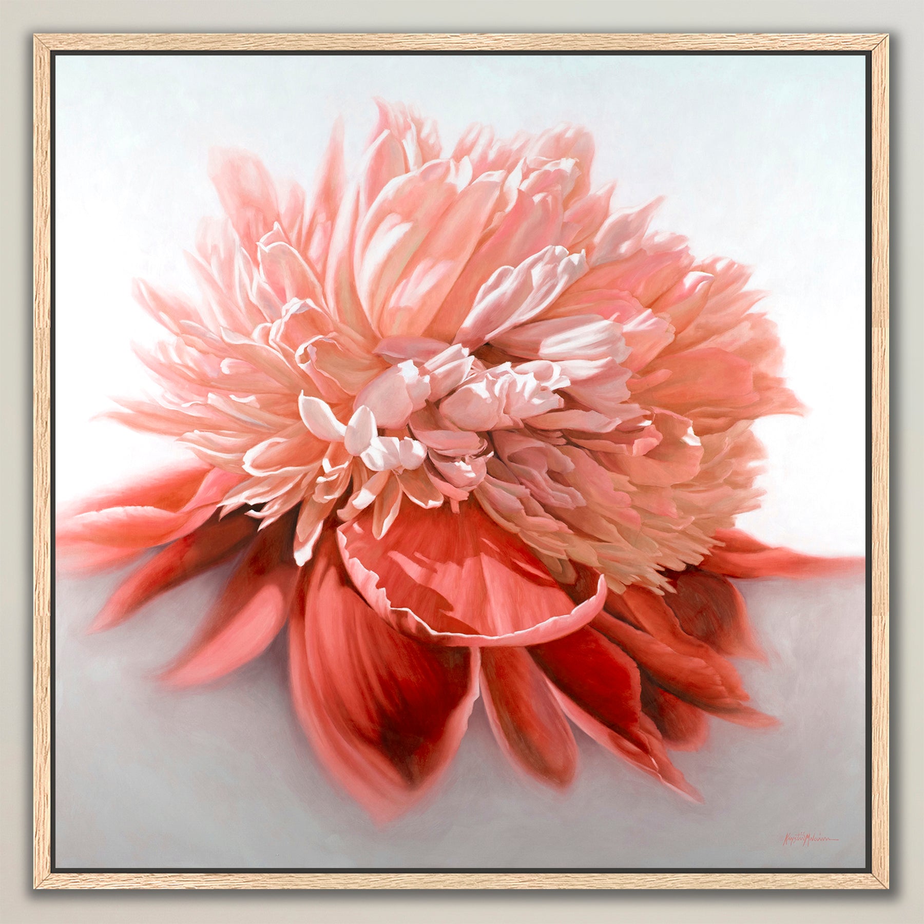 Peony in Coral ~ Square Canvas Edition Print