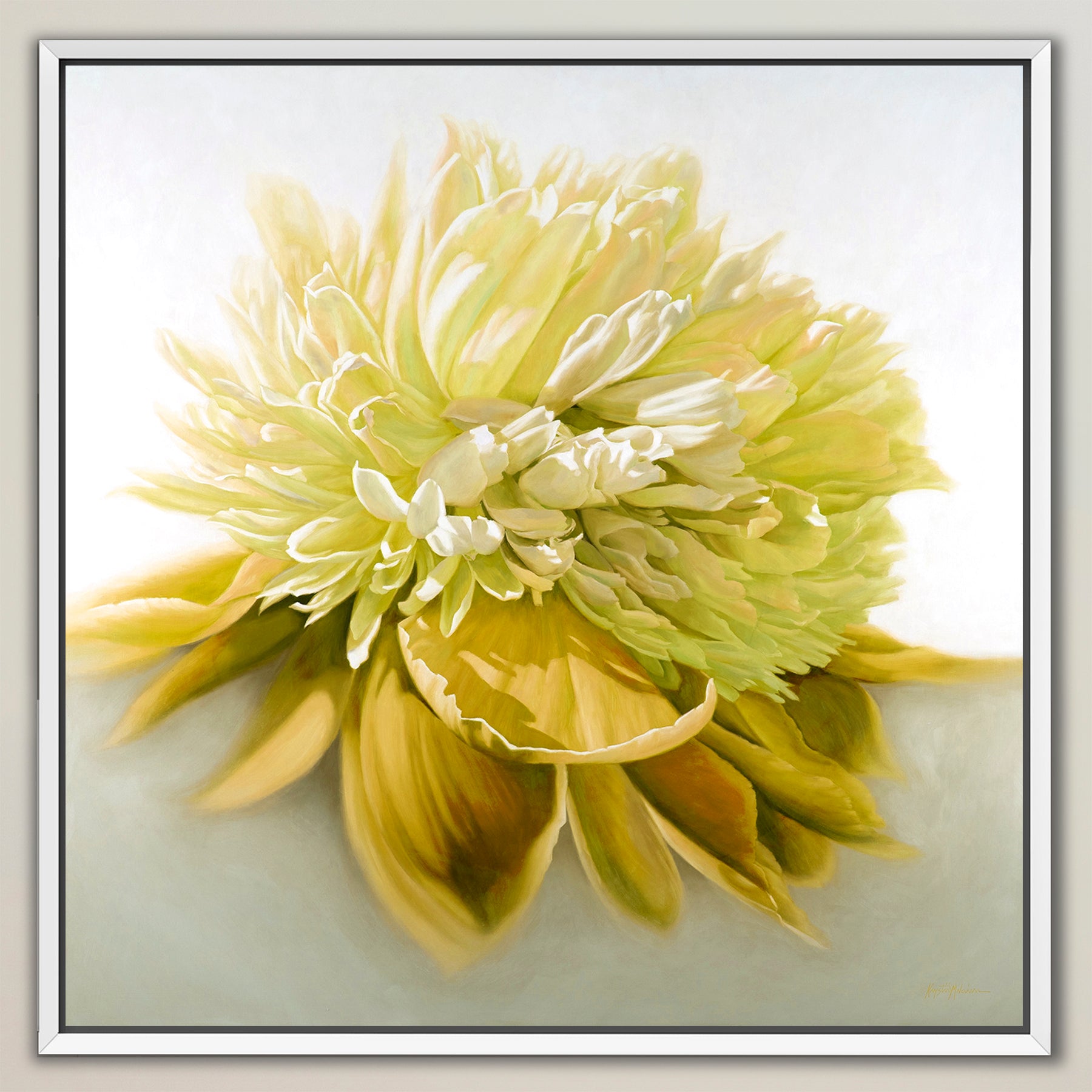 Peony in Gold ~ Square Canvas Edition Print