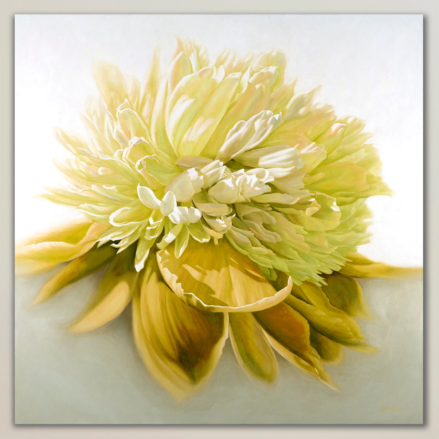 Peony in Gold ~ Square Canvas Edition Print