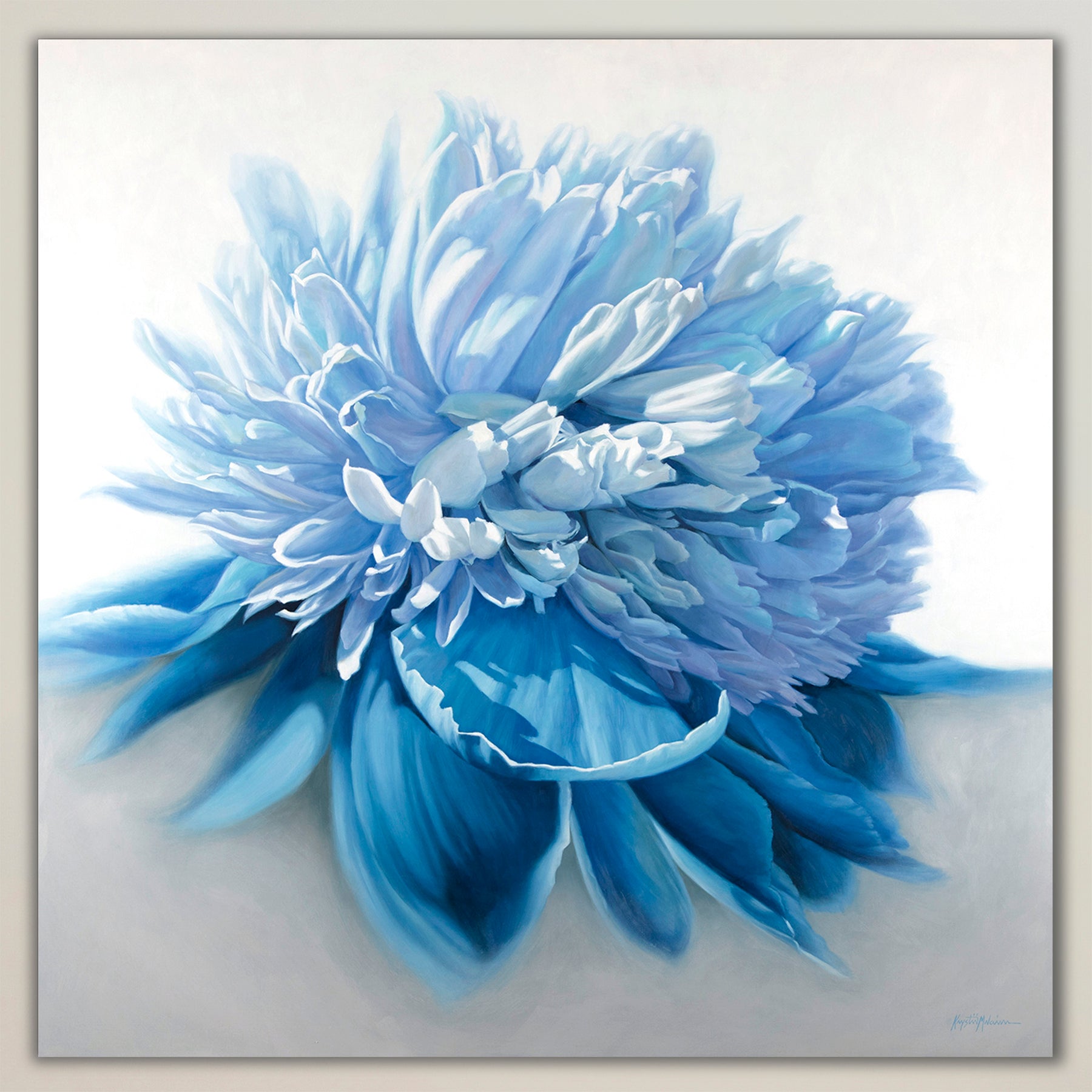 Peony in Turquoise ~ Square Canvas Edition Print