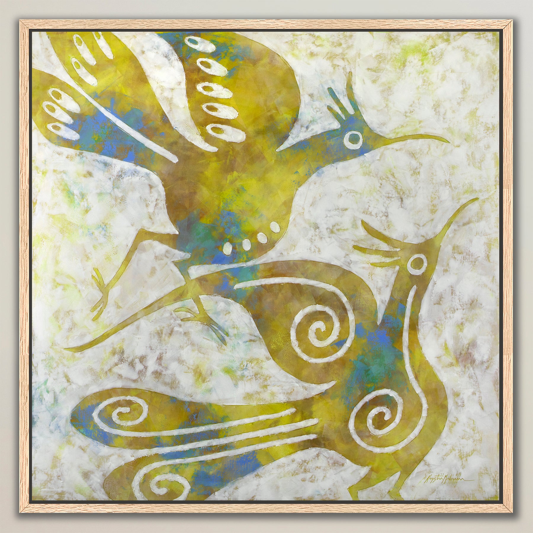 Zia Birds ~ Lemon ~ Canvas Edition Print