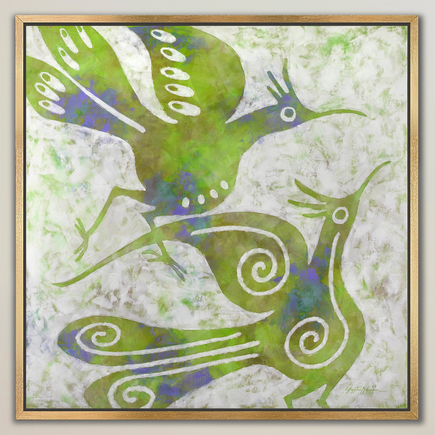 Zia Birds ~ Lime ~ Canvas Edition Print