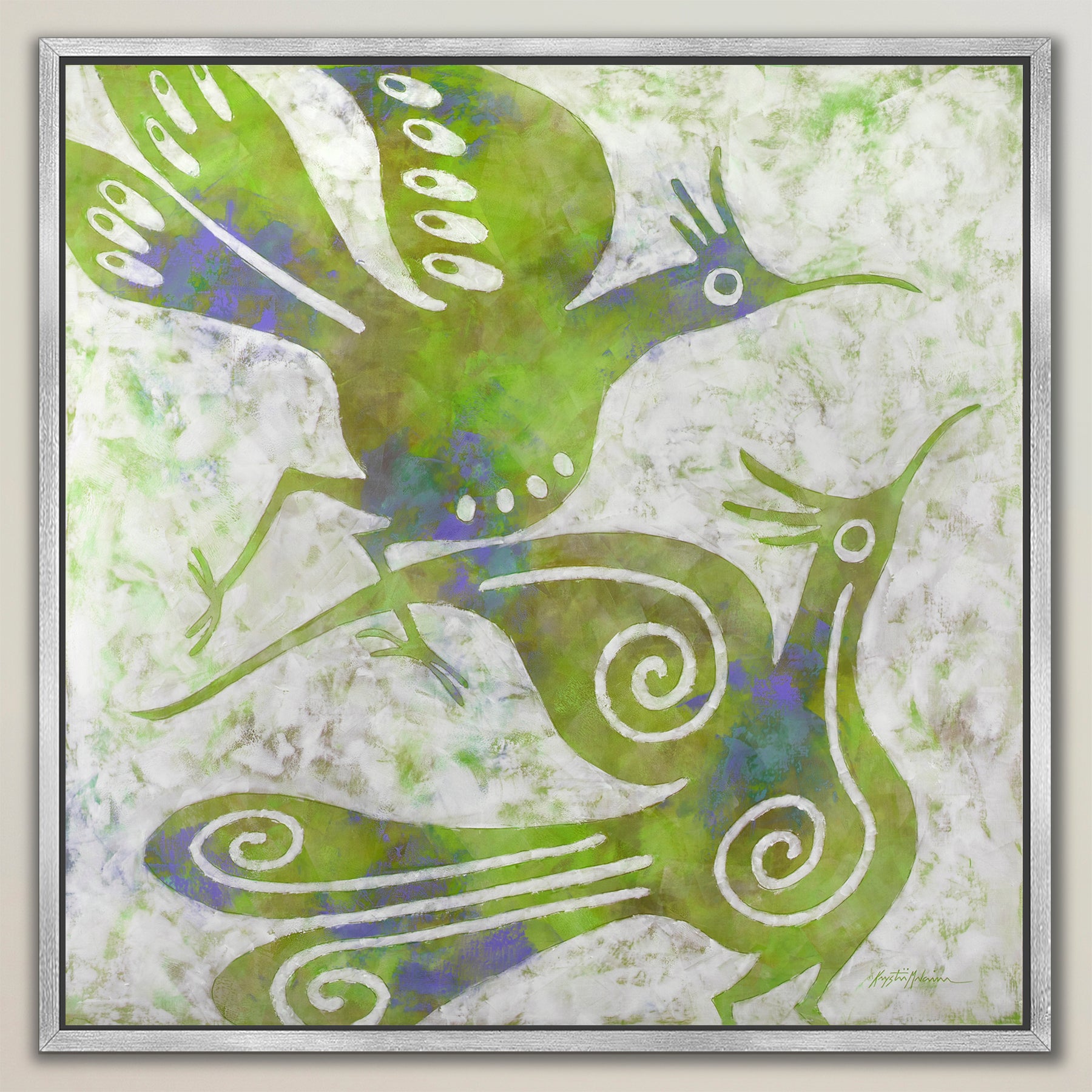 Zia Birds ~ Lime ~ Canvas Edition Print