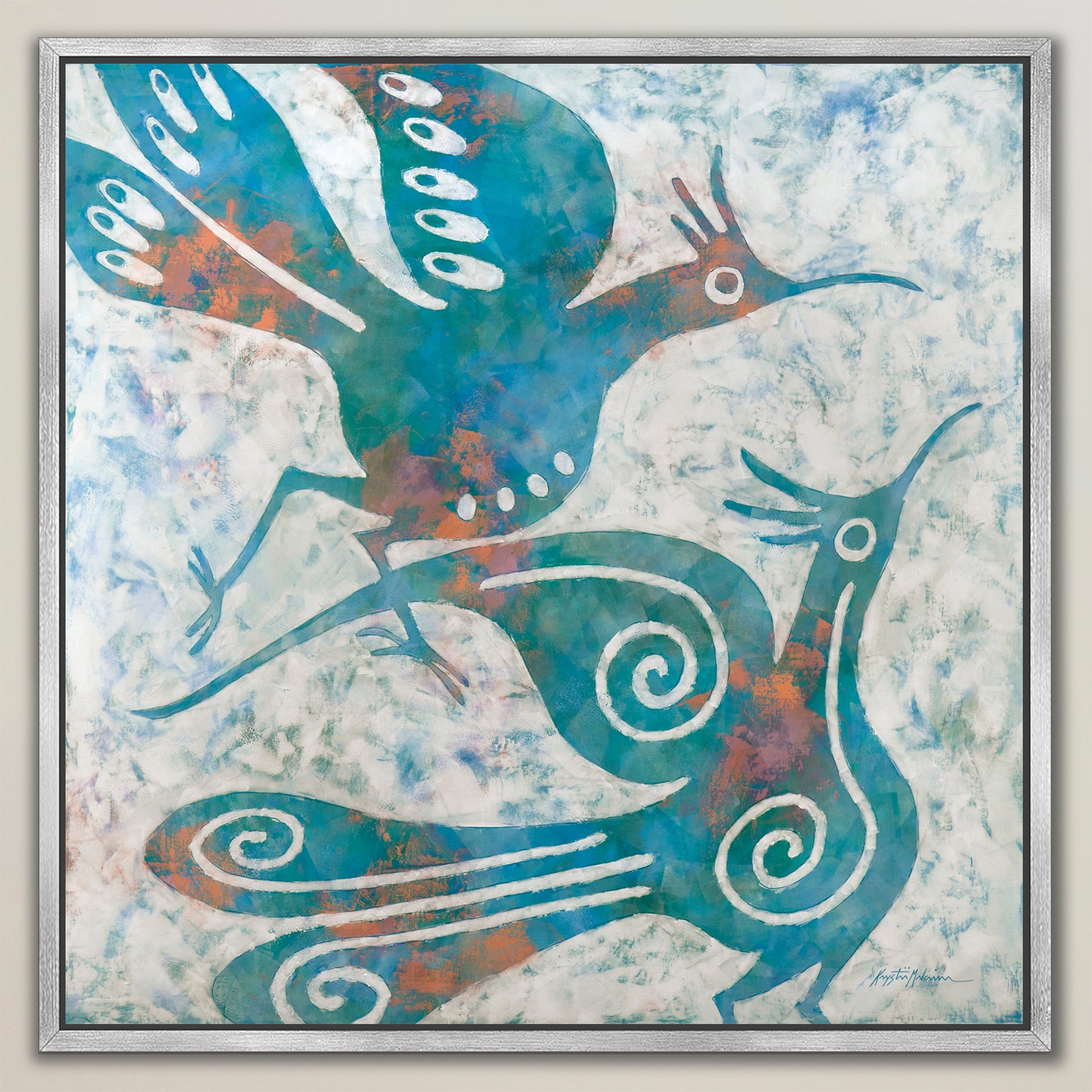 Zia Birds ~ Turquoise ~ Canvas Edition Print