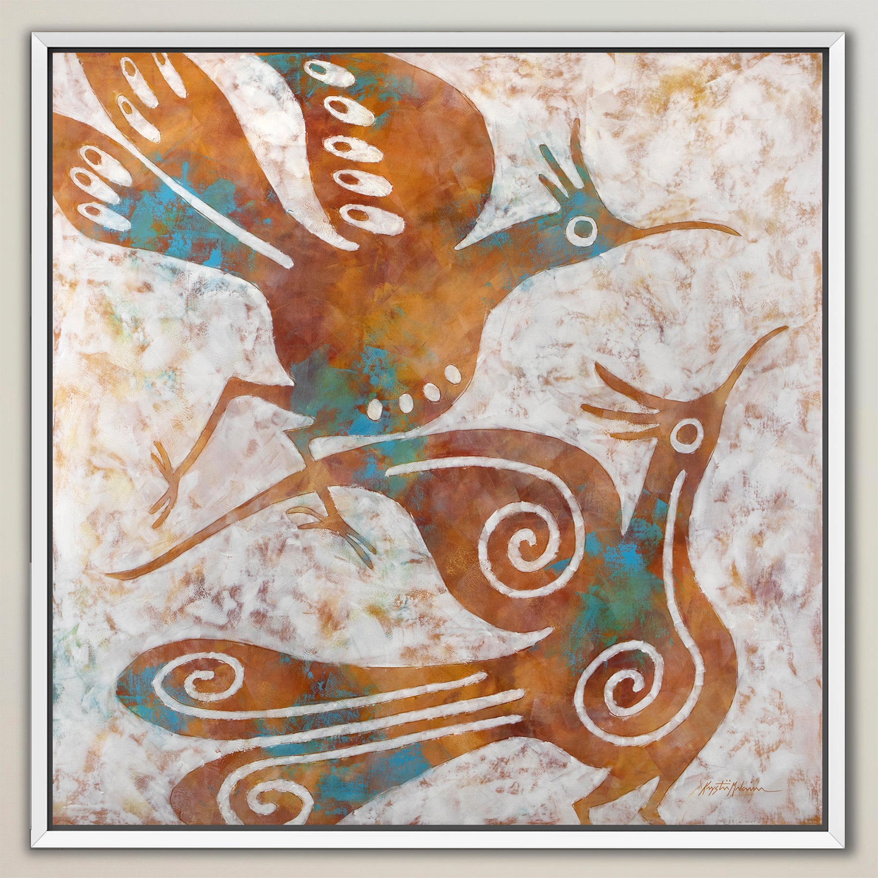 Zia Birds ~ Terracotta ~ Canvas Edition Print