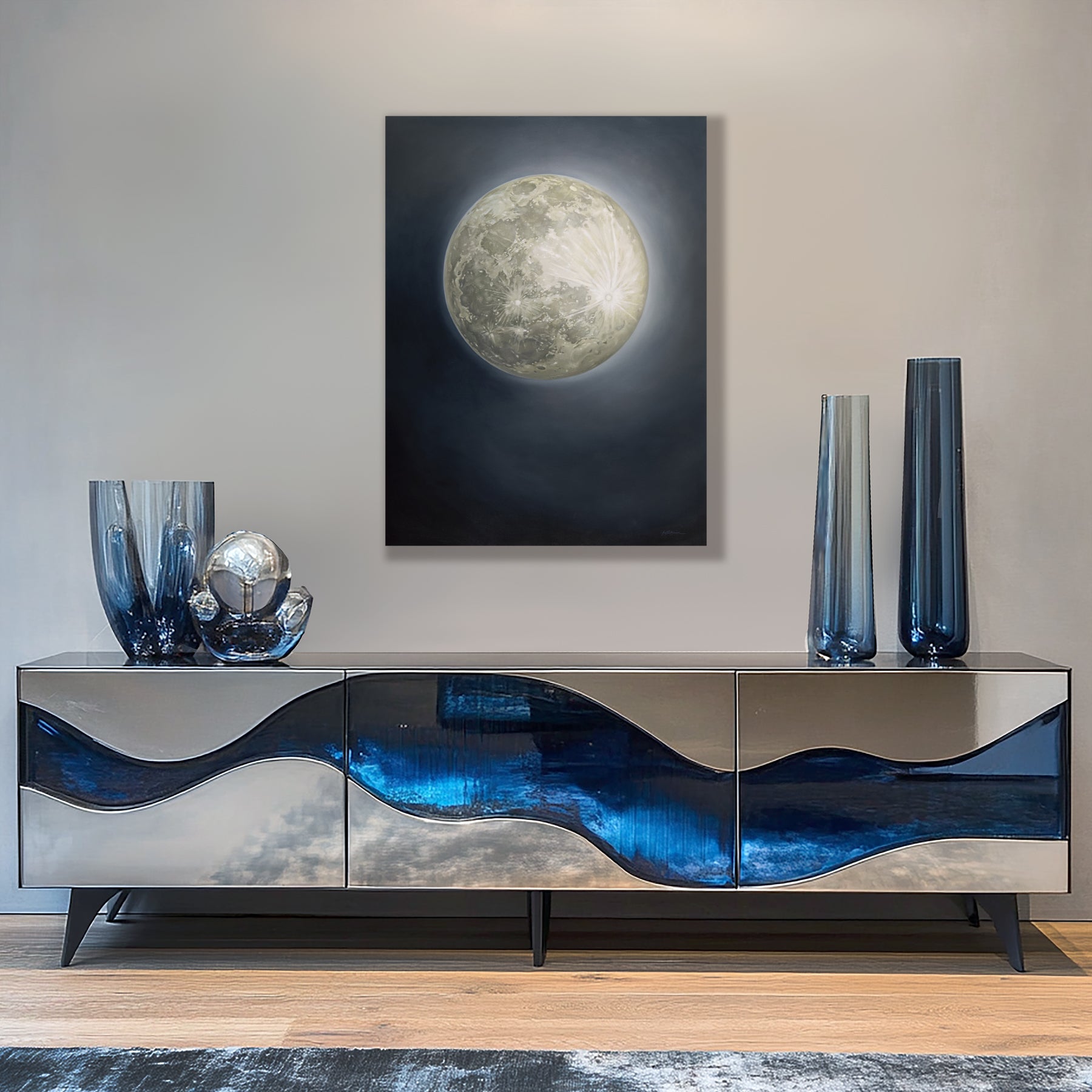 Snow Moon ~ 40"x30" ~ Original oil painting on panel
