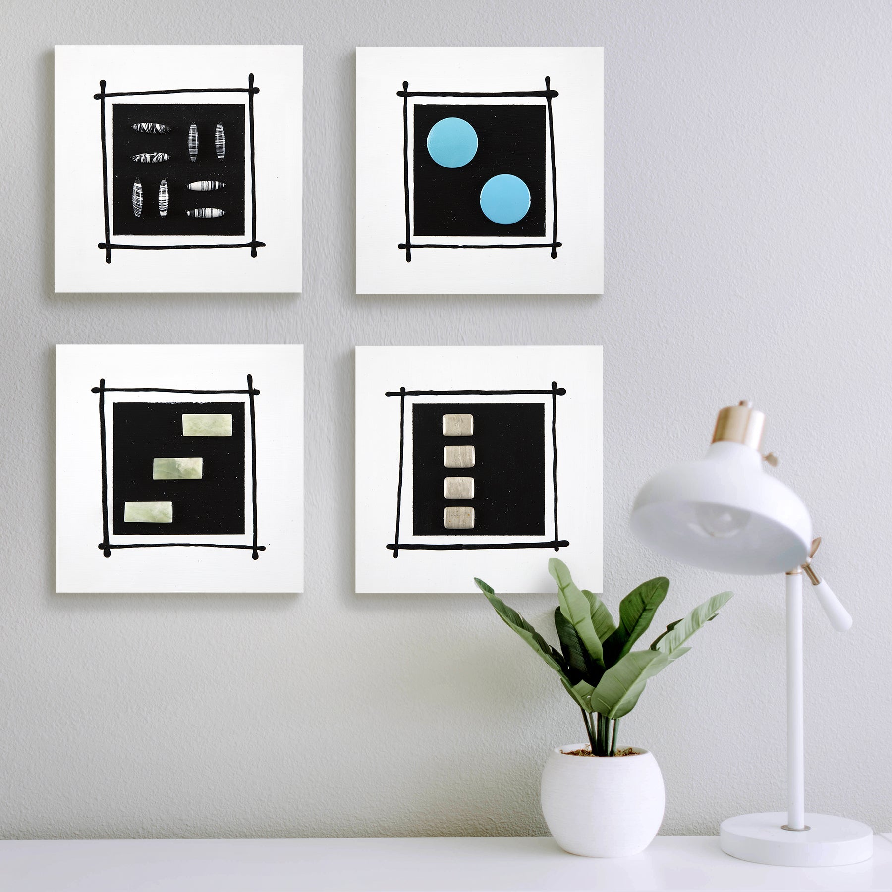 Keepsakes ~ 8"x8" each ~ Original paintings with beads on panel